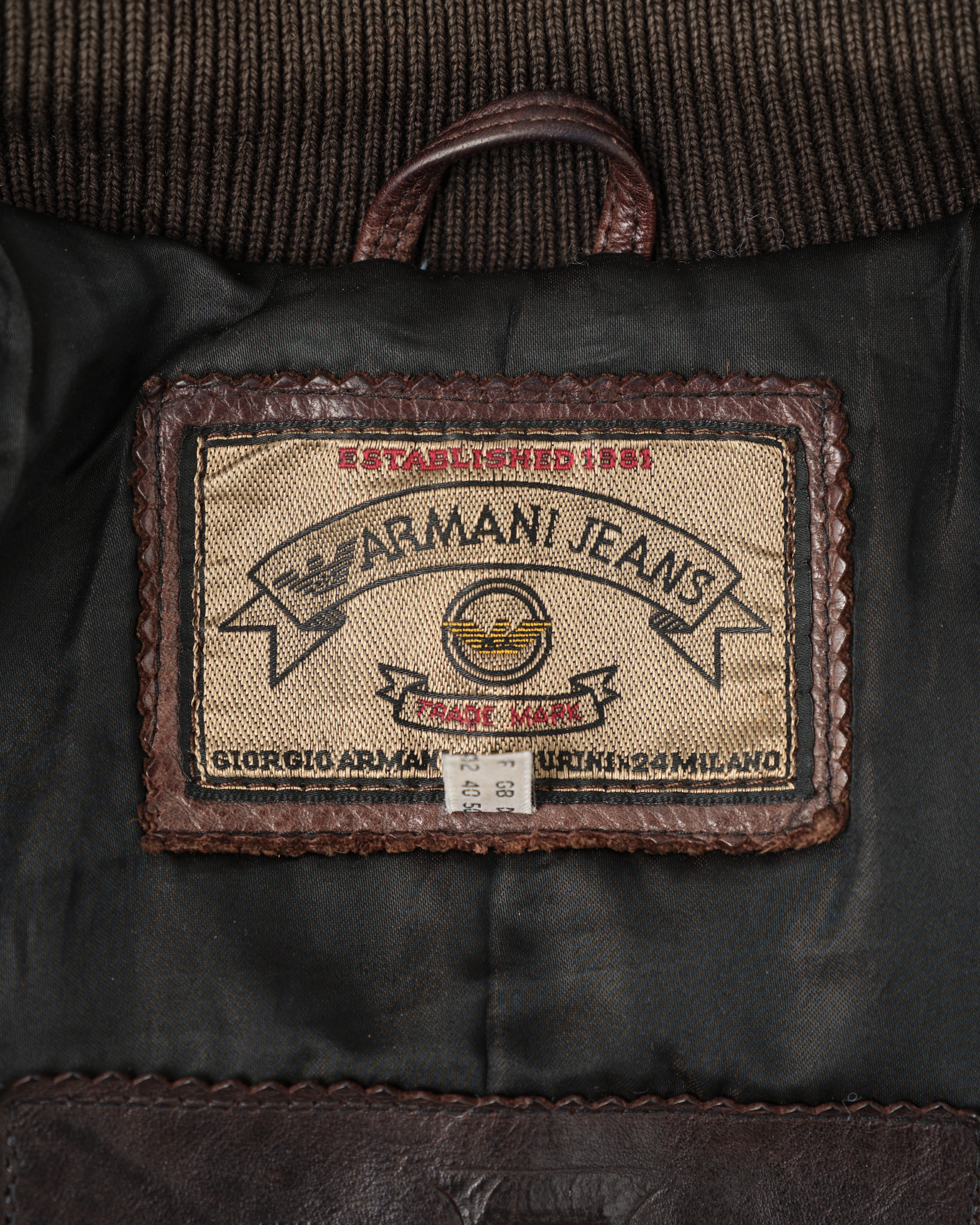 【~90’s】Old ARMANI JEANS Leather Bomber Jacket Size.50