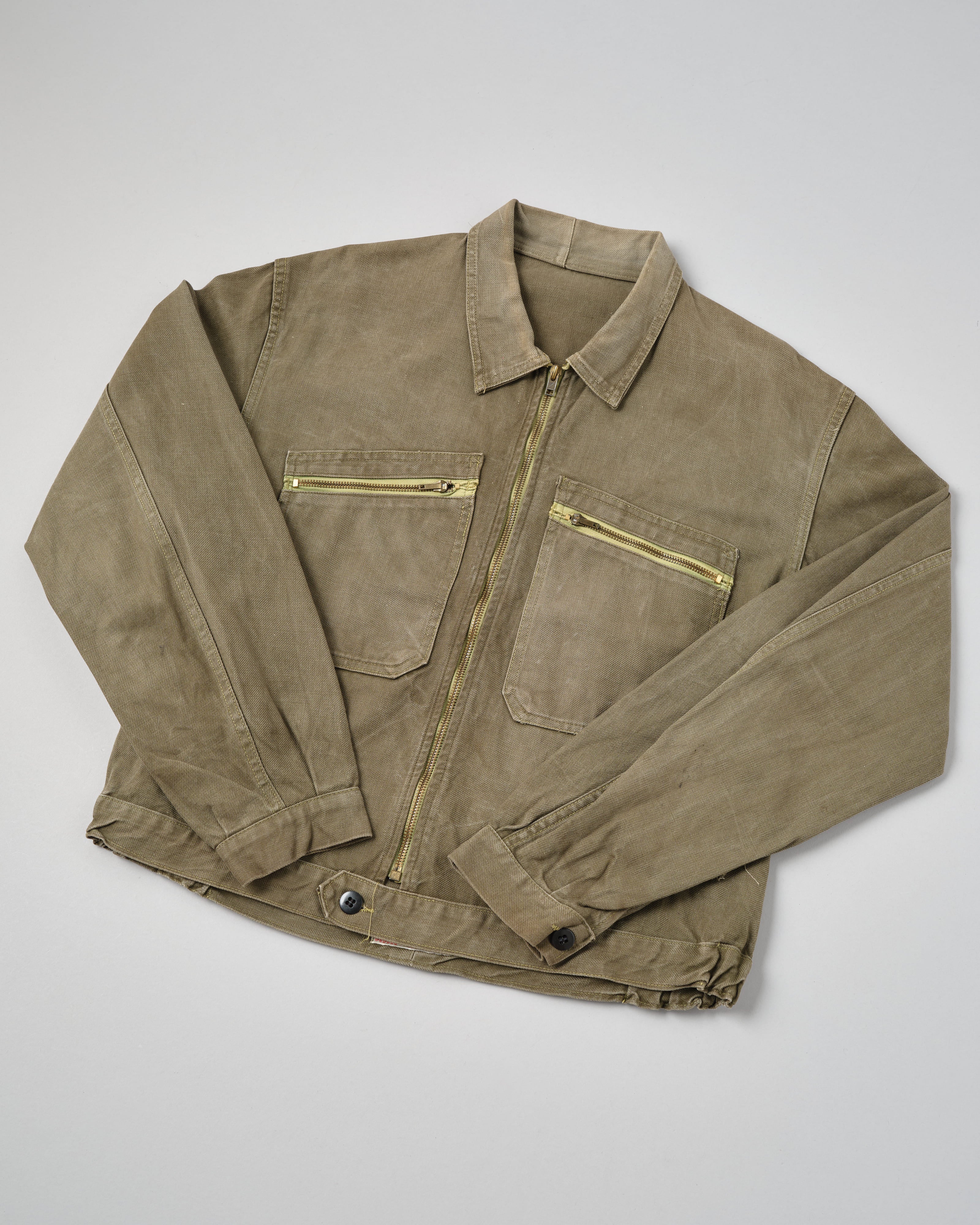 【~50's】French Vintage Khaki Brown Cotton Twill Cyclist Jacket