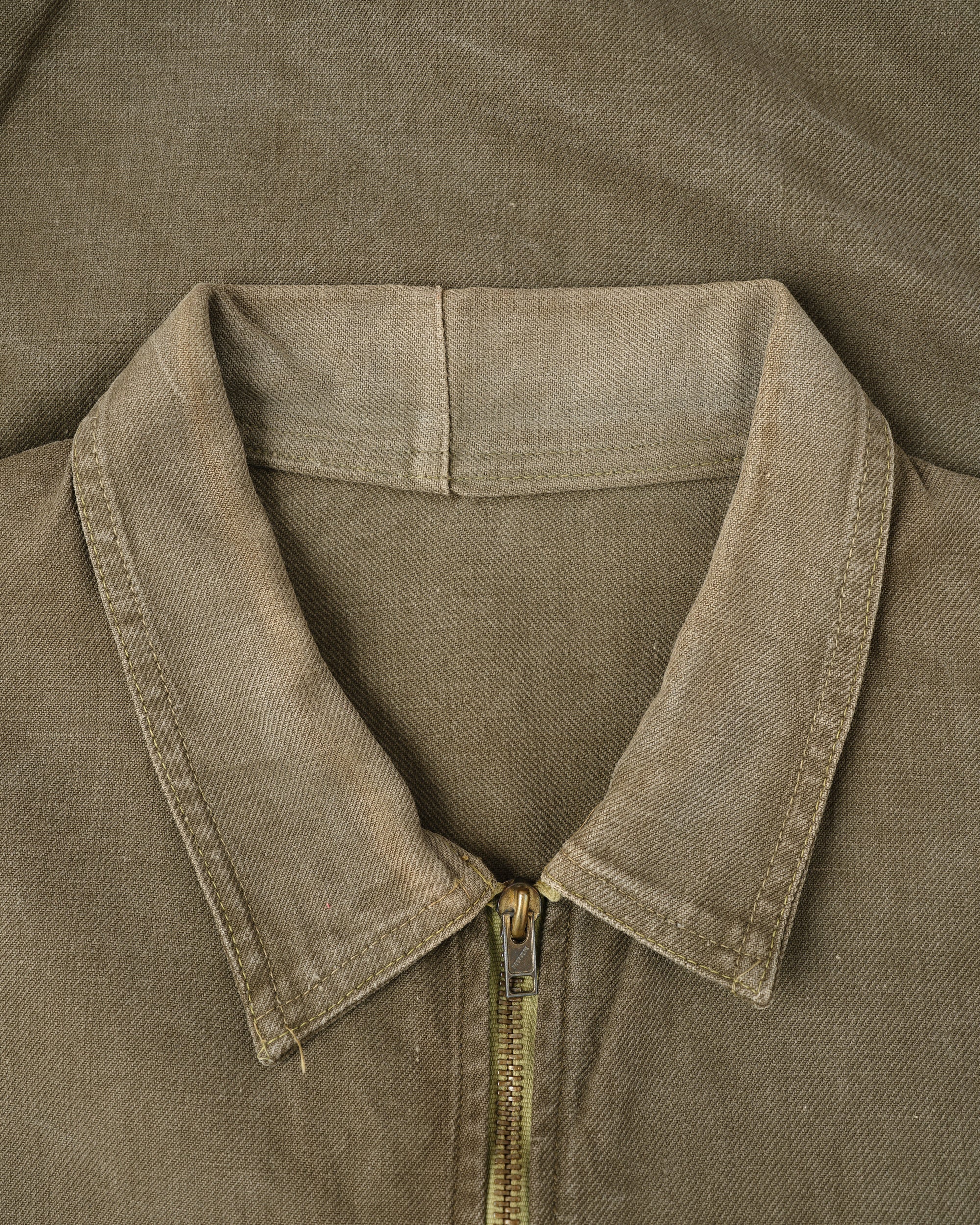 【~50's】French Vintage Khaki Brown Cotton Twill Cyclist Jacket