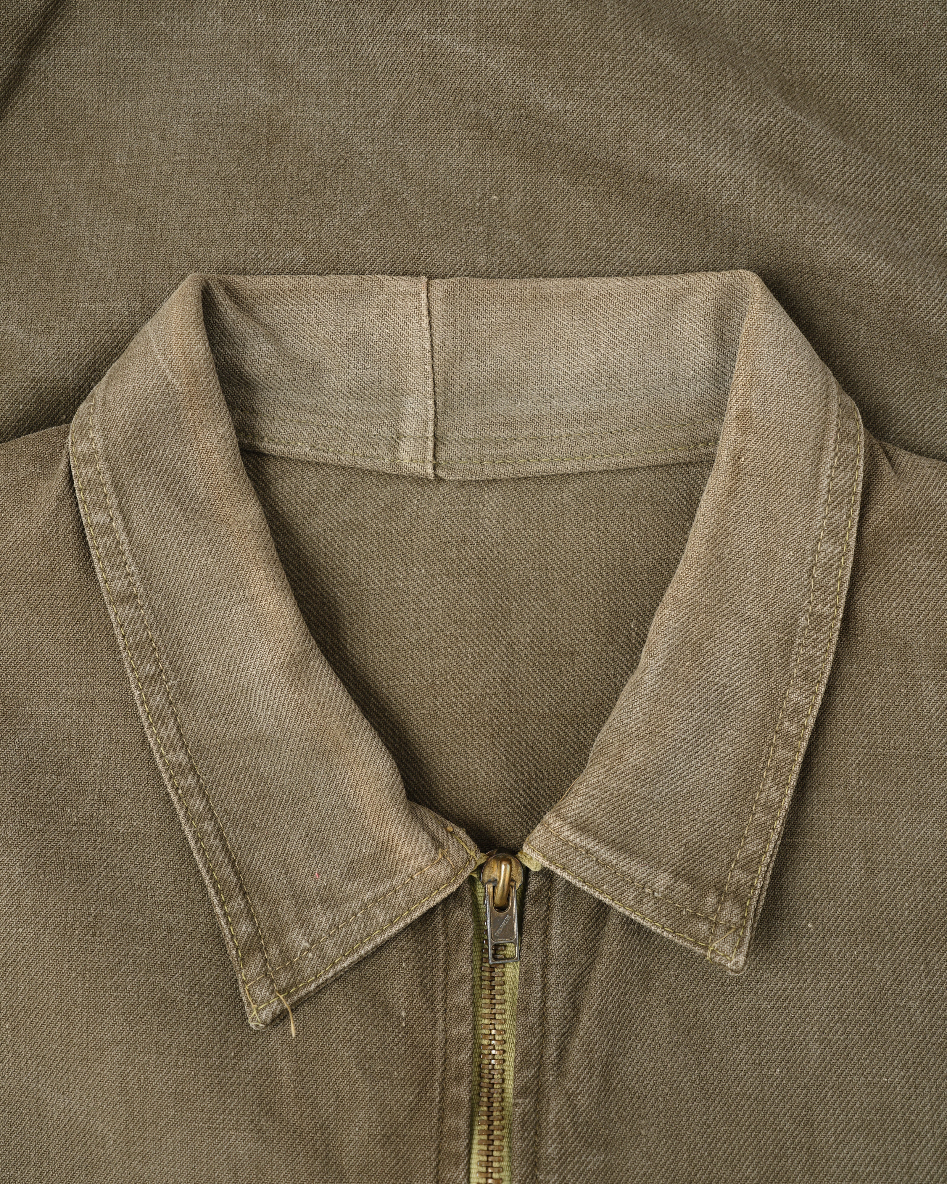 【~50's】French Vintage Khaki Brown Cotton Twill Cyclist Jacket