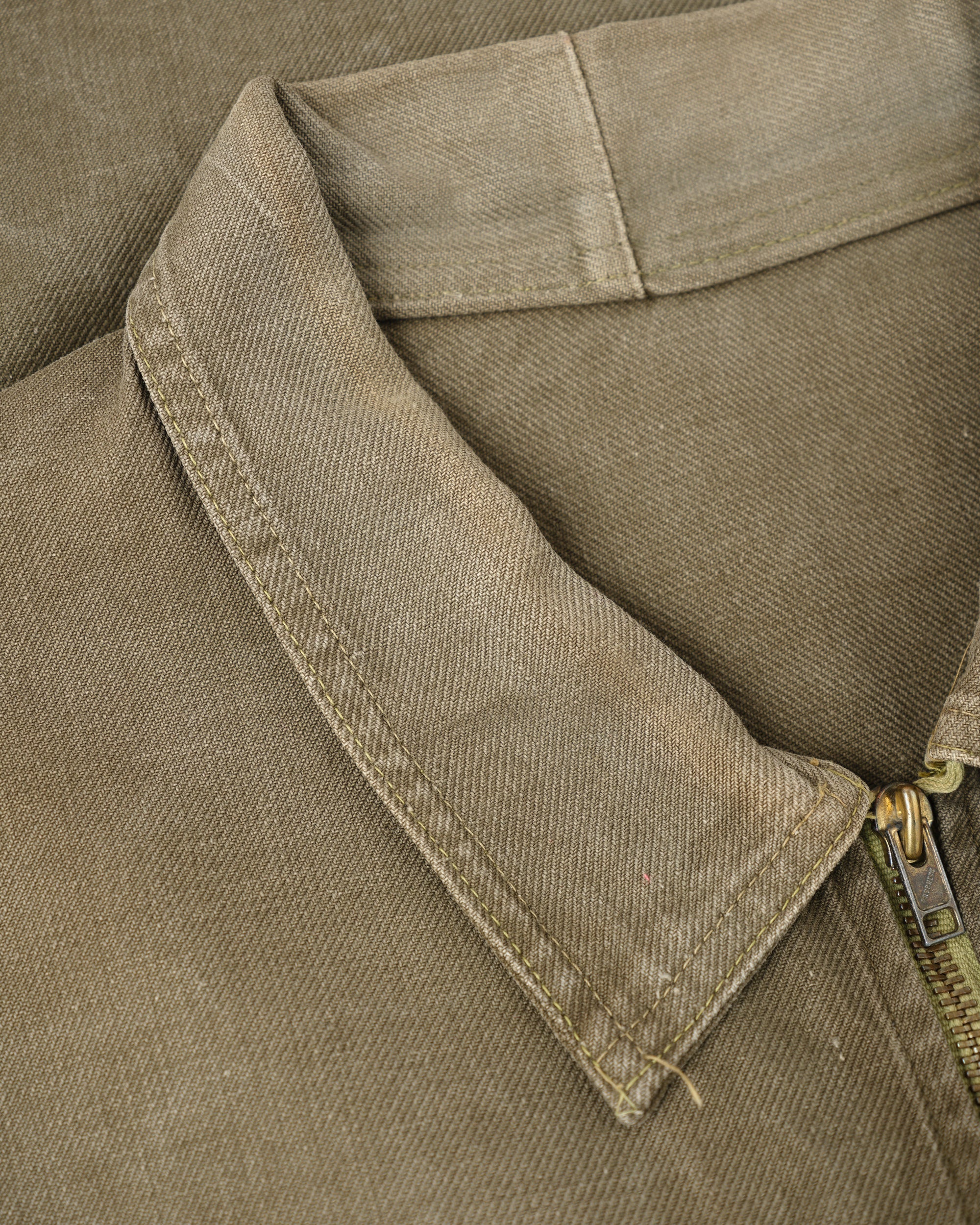 【~50's】French Vintage Khaki Brown Cotton Twill Cyclist Jacket