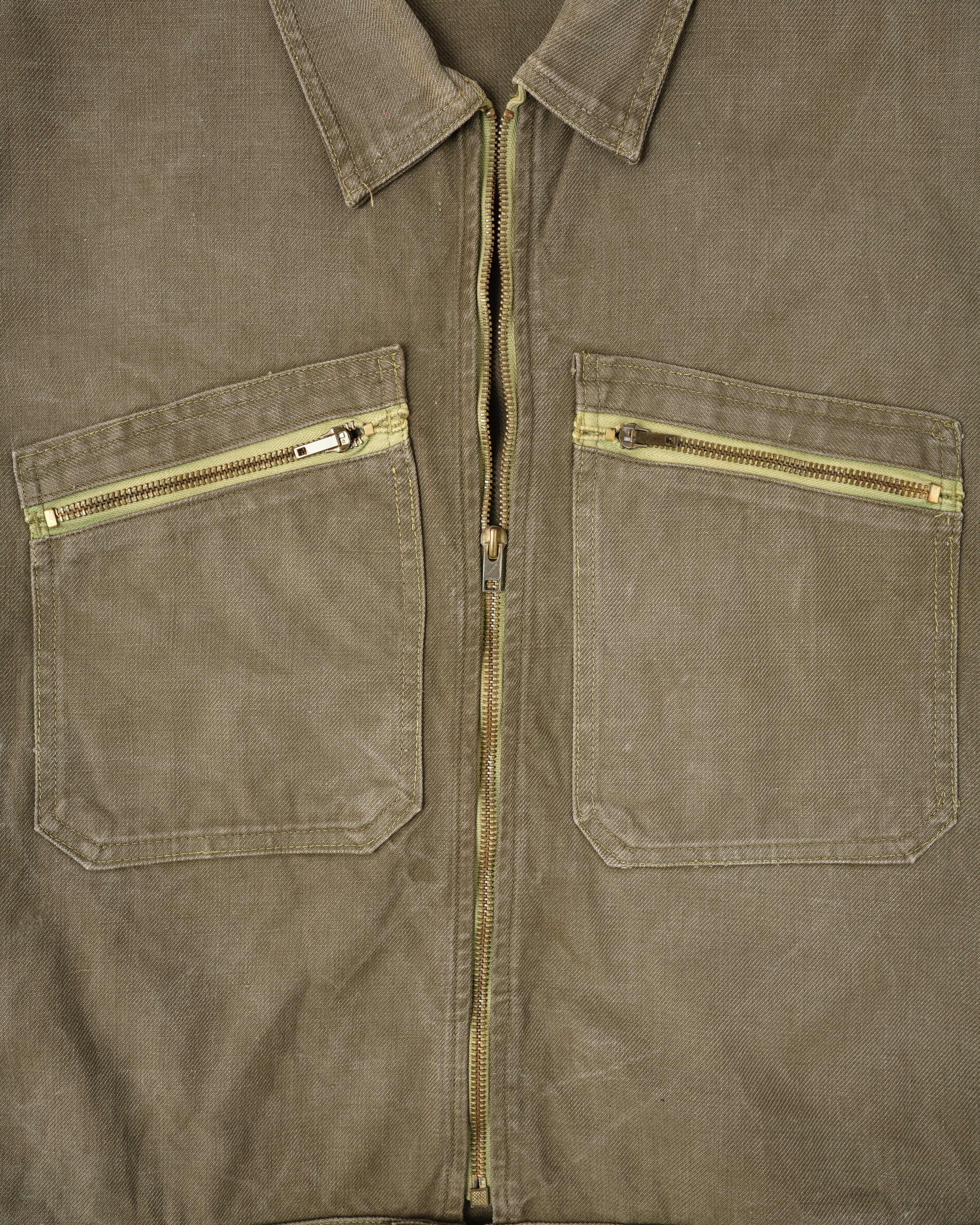 【~50's】French Vintage Khaki Brown Cotton Twill Cyclist Jacket
