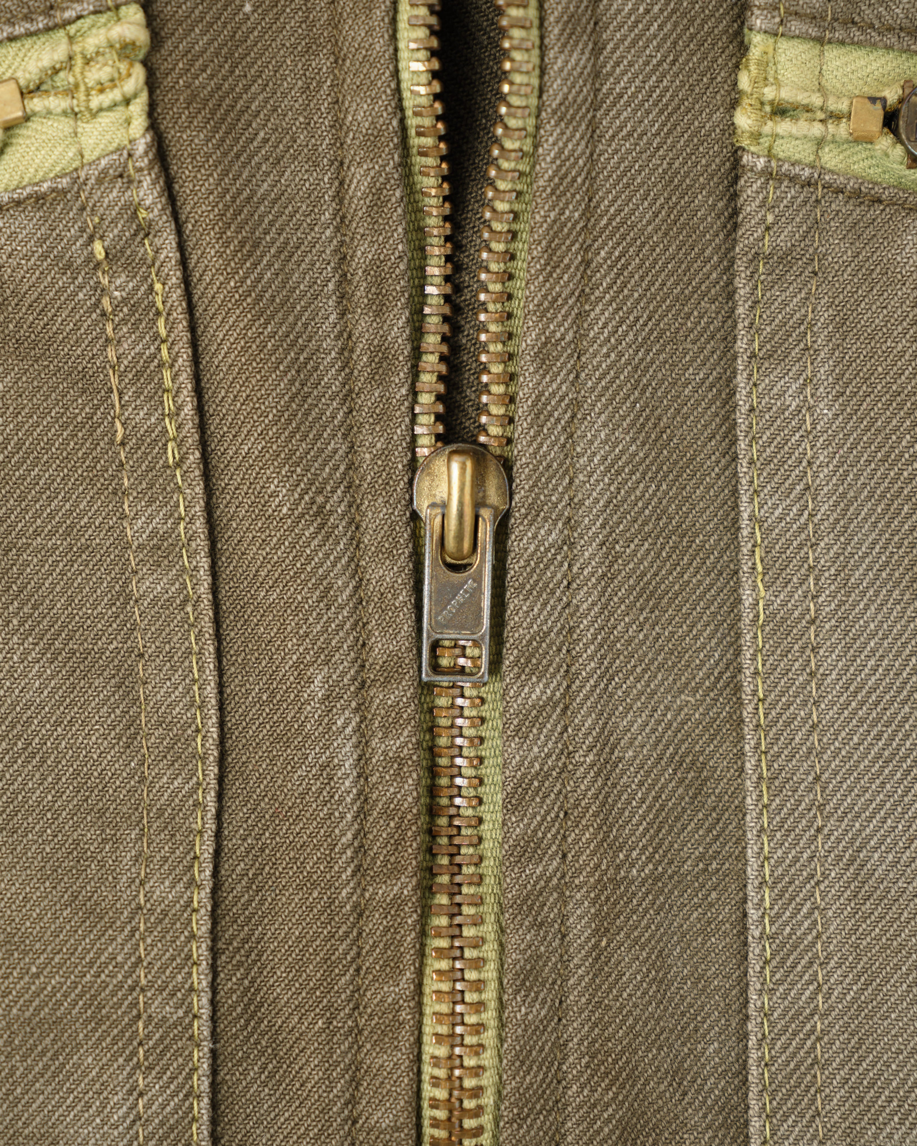 【~50's】French Vintage Khaki Brown Cotton Twill Cyclist Jacket