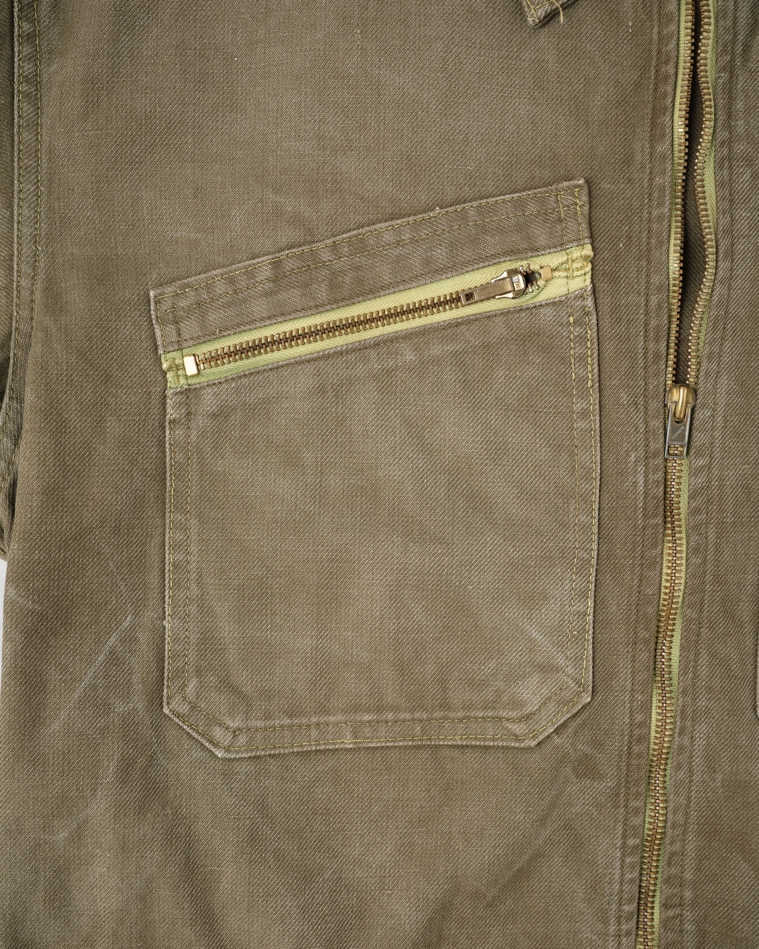 【~50's】French Vintage Khaki Brown Cotton Twill Cyclist Jacket