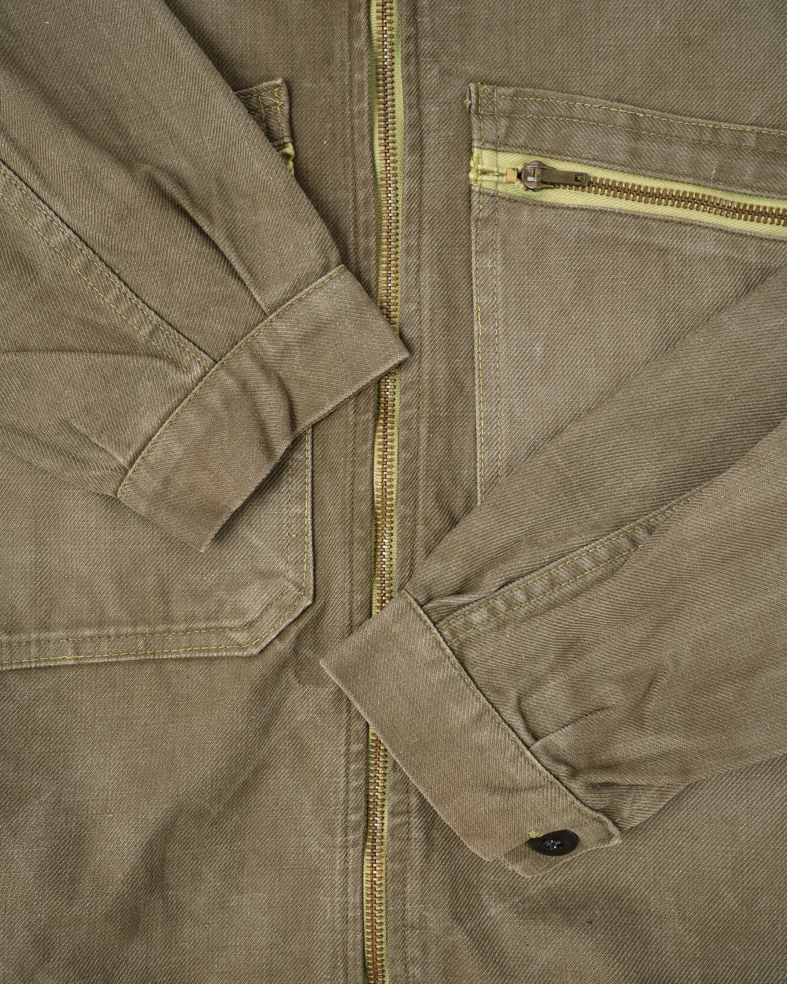 【~50's】French Vintage Khaki Brown Cotton Twill Cyclist Jacket