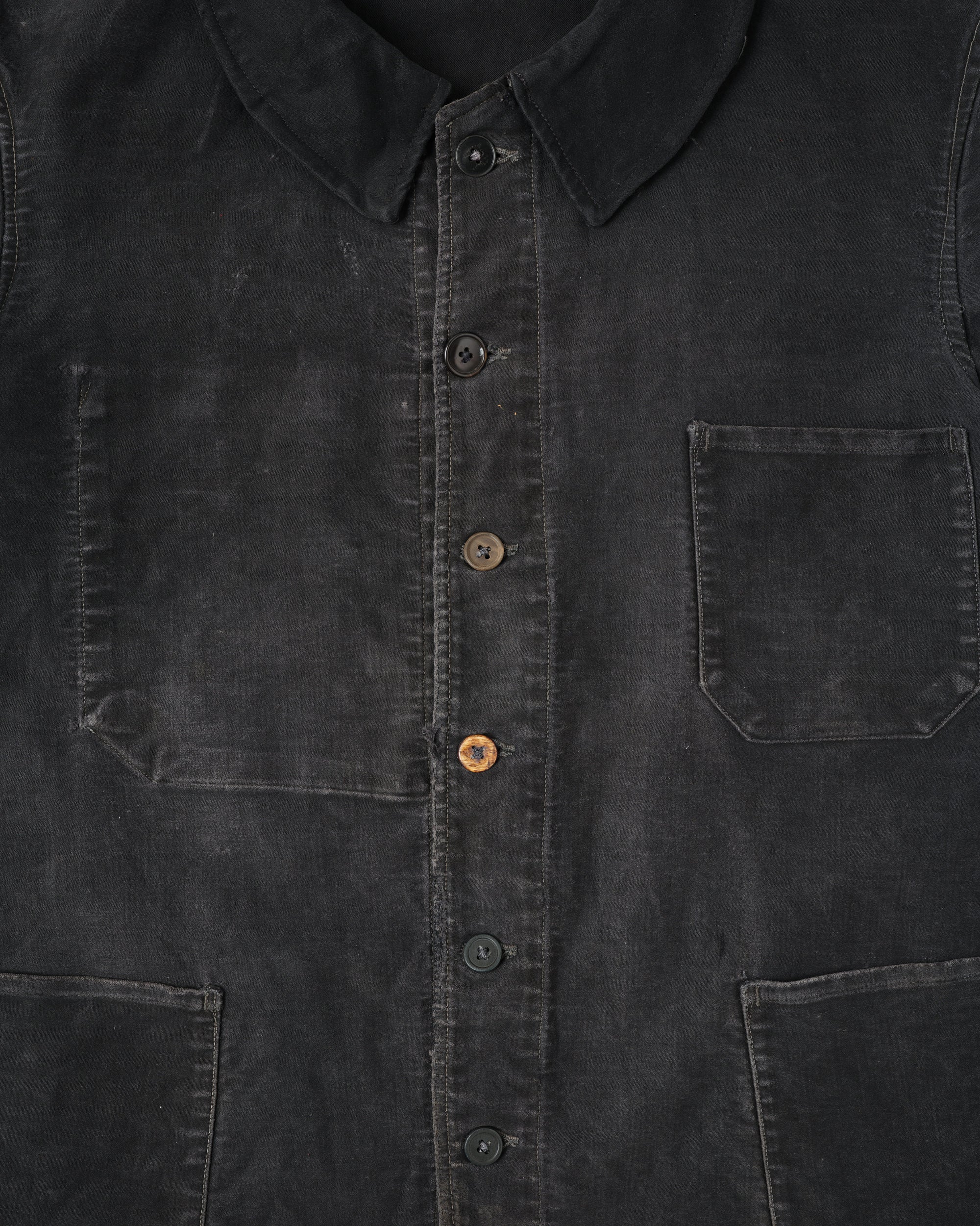 ［~40's］French Vintage Black Moleskin Work Jacket "6 Buttons"