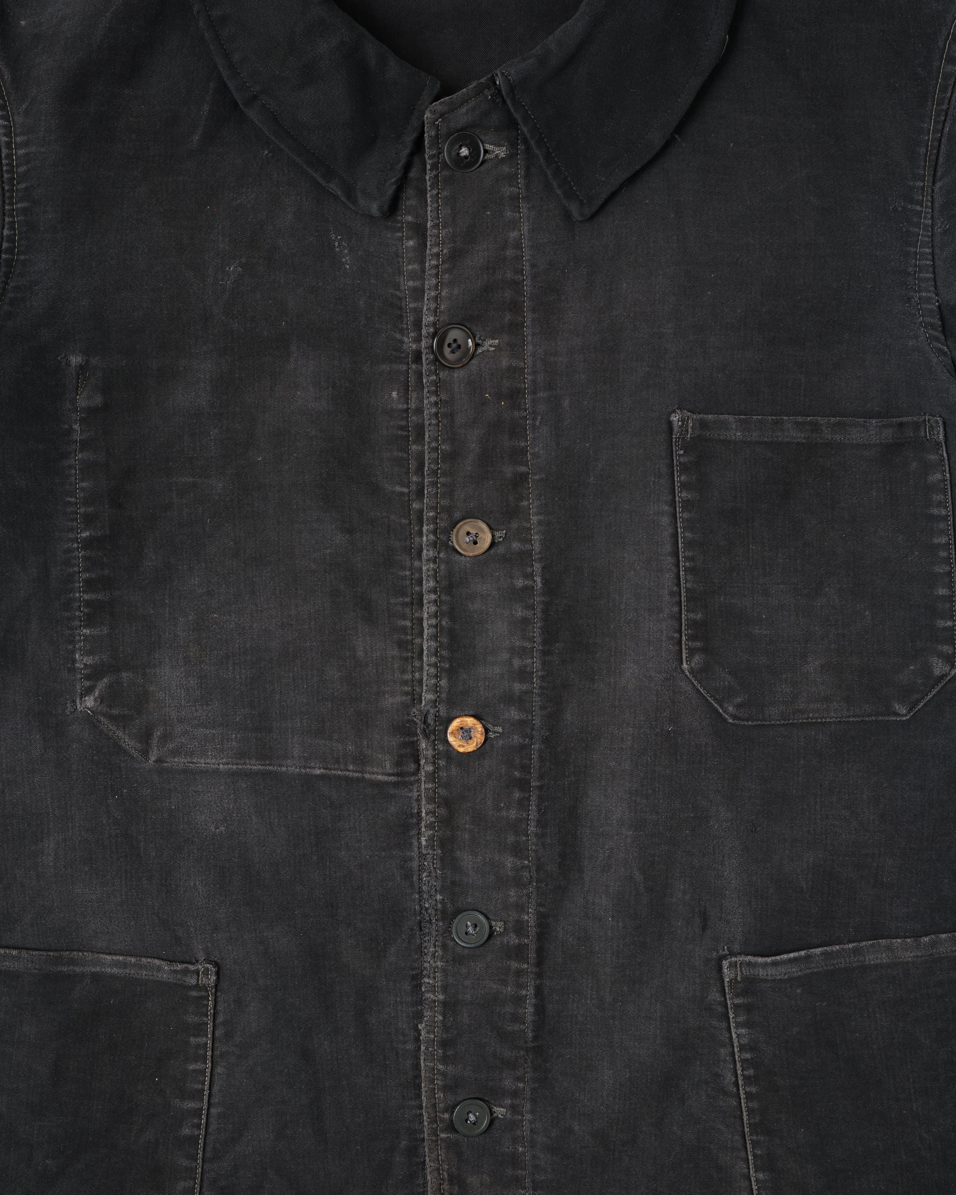 【~40's】French Vintage Black Moleskin Work Jacket "6 Buttons"