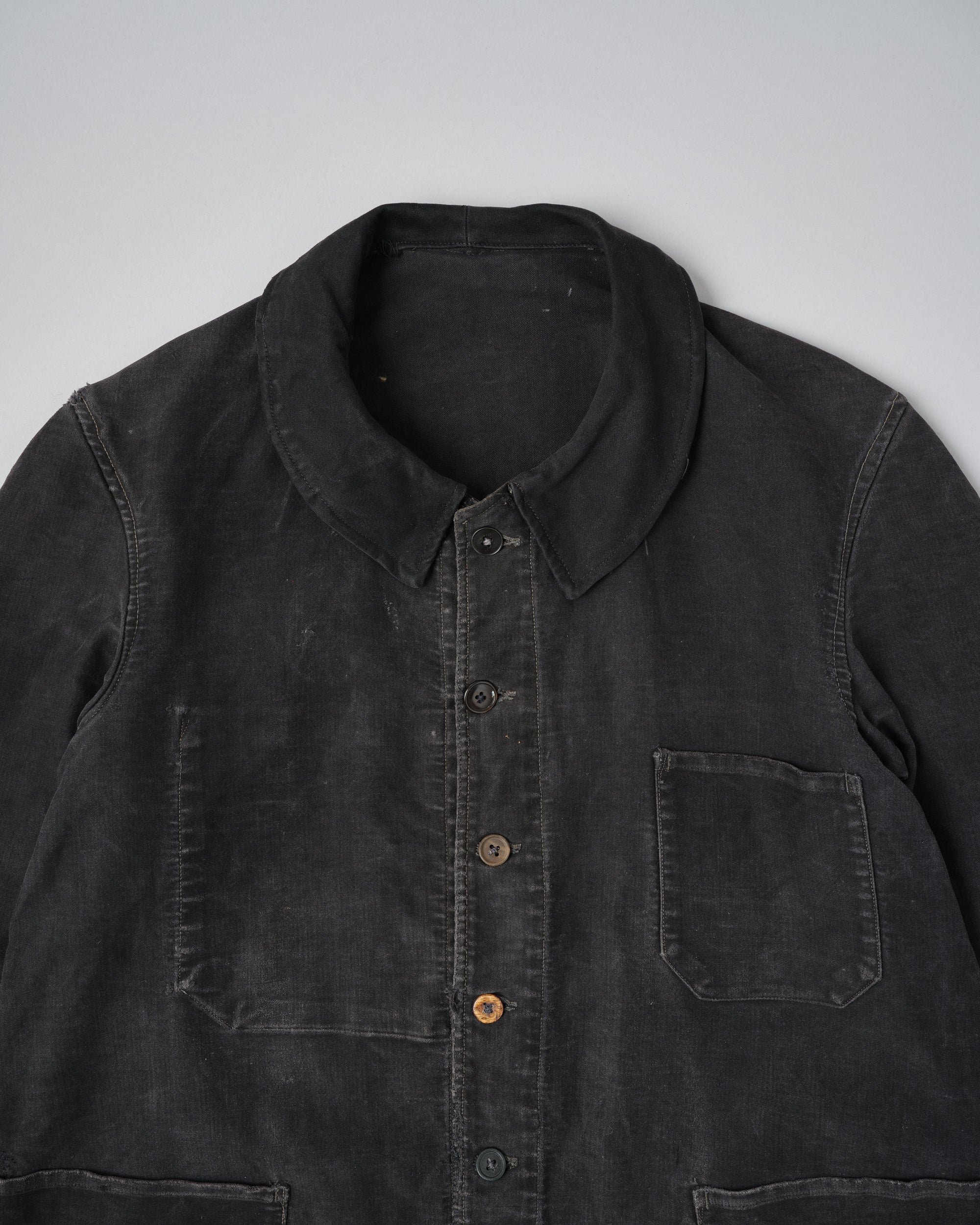 ［~40's］French Vintage Black Moleskin Work Jacket "6 Buttons"