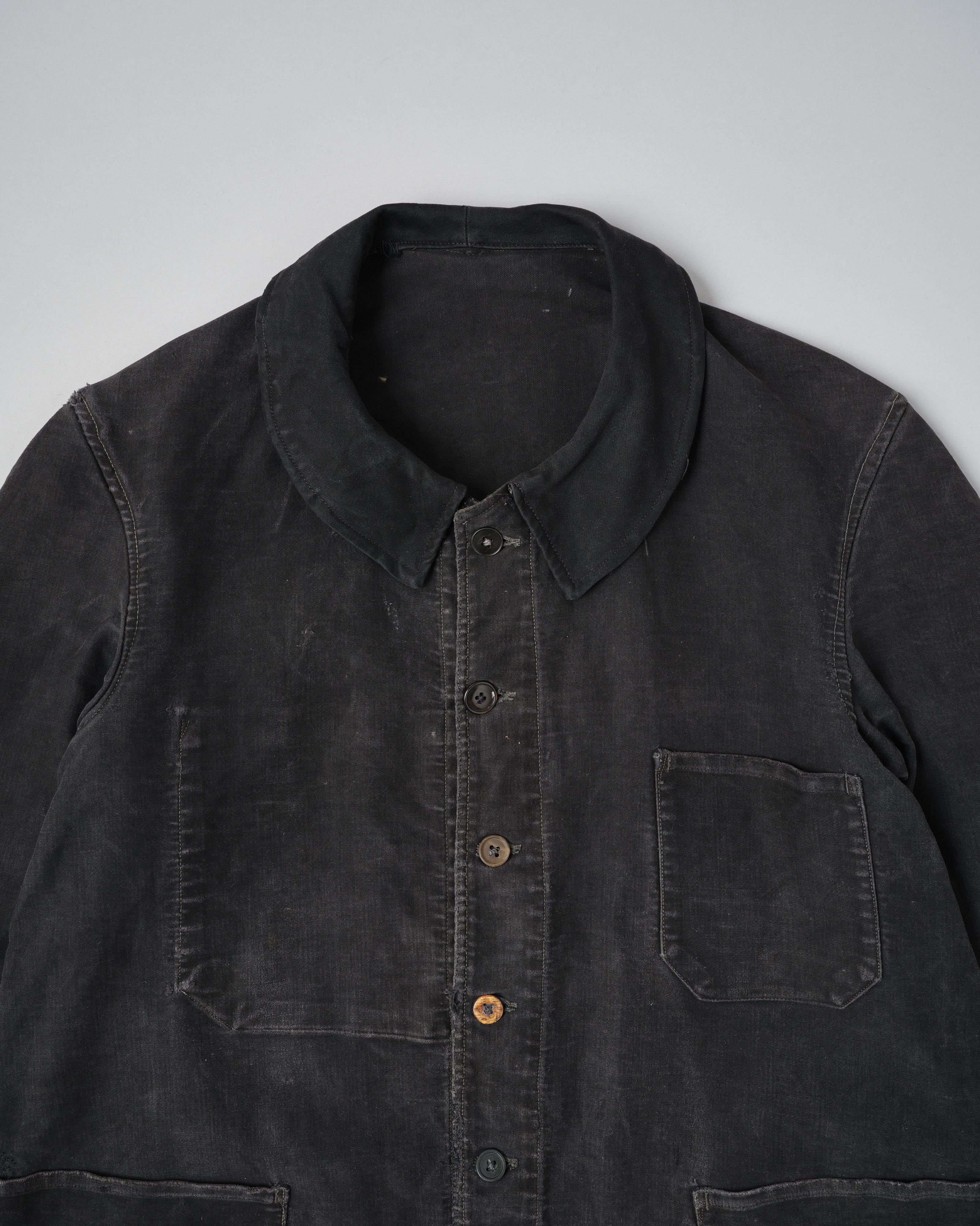 【~40's】French Vintage Black Moleskin Work Jacket "6 Buttons"