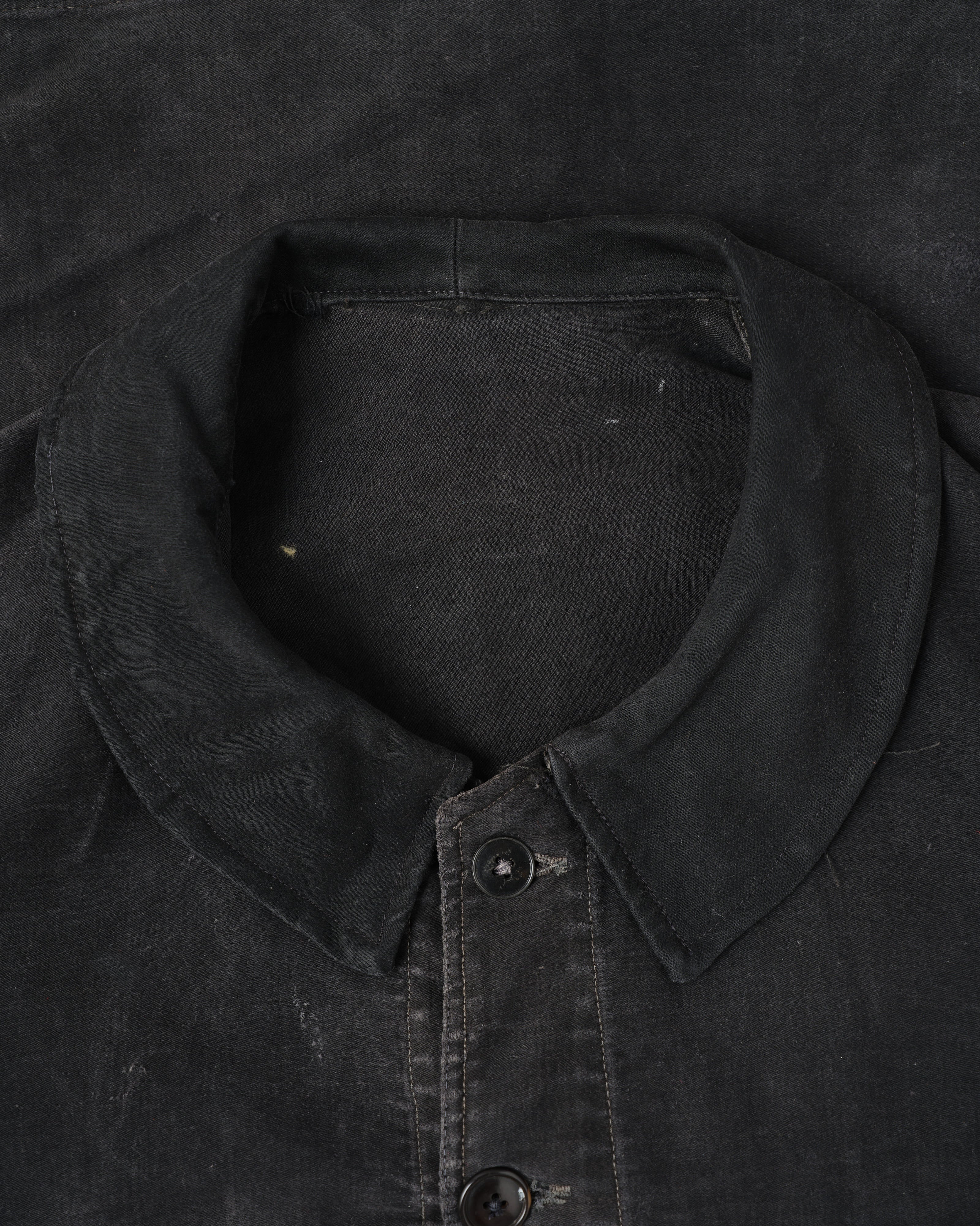 【~40's】French Vintage Black Moleskin Work Jacket "6 Buttons"