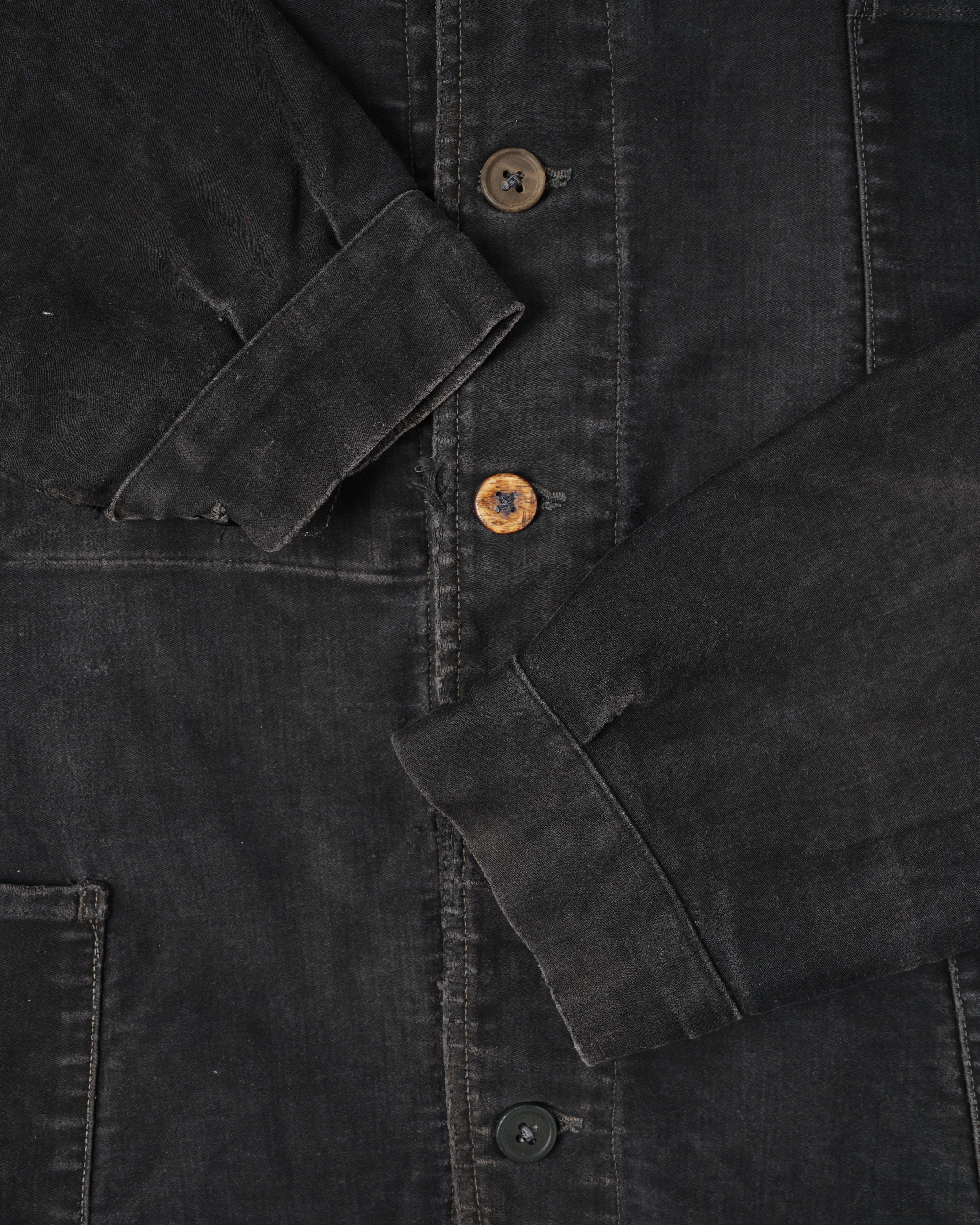 【~40's】French Vintage Black Moleskin Work Jacket "6 Buttons"
