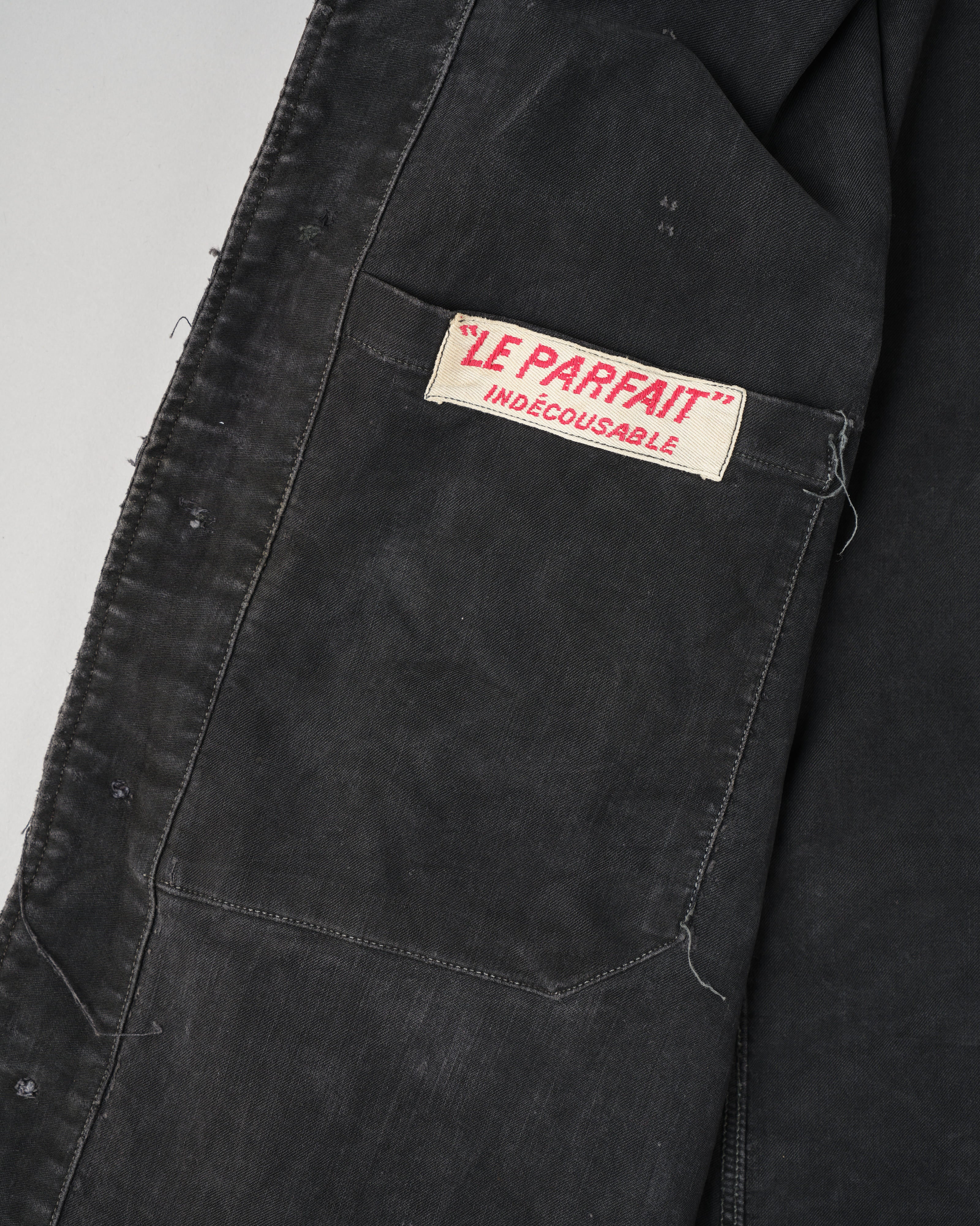 【~40's】French Vintage Black Moleskin Work Jacket "6 Buttons"