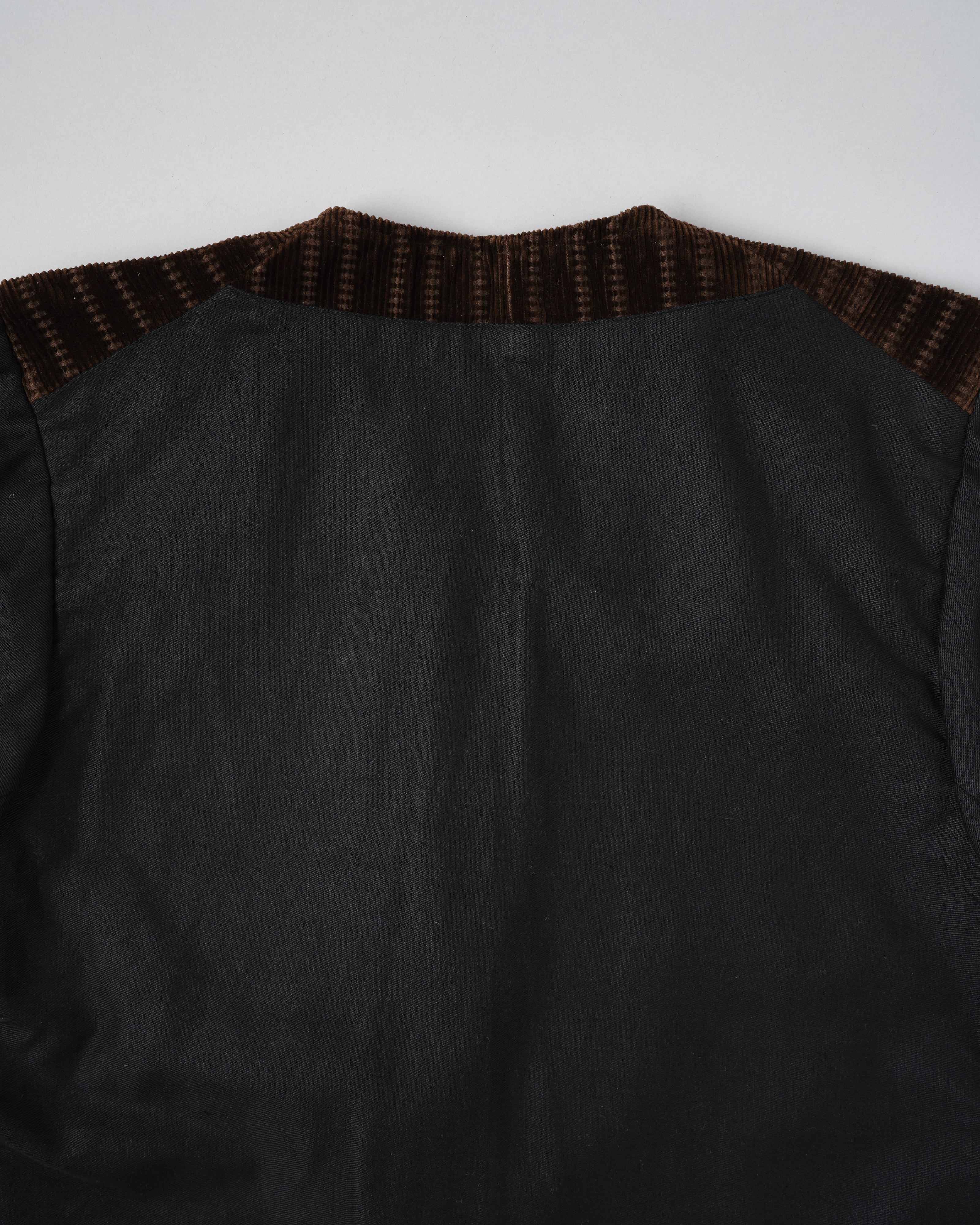 40's］French Vintage Brown Patterned Corduroy Gilet Jacket