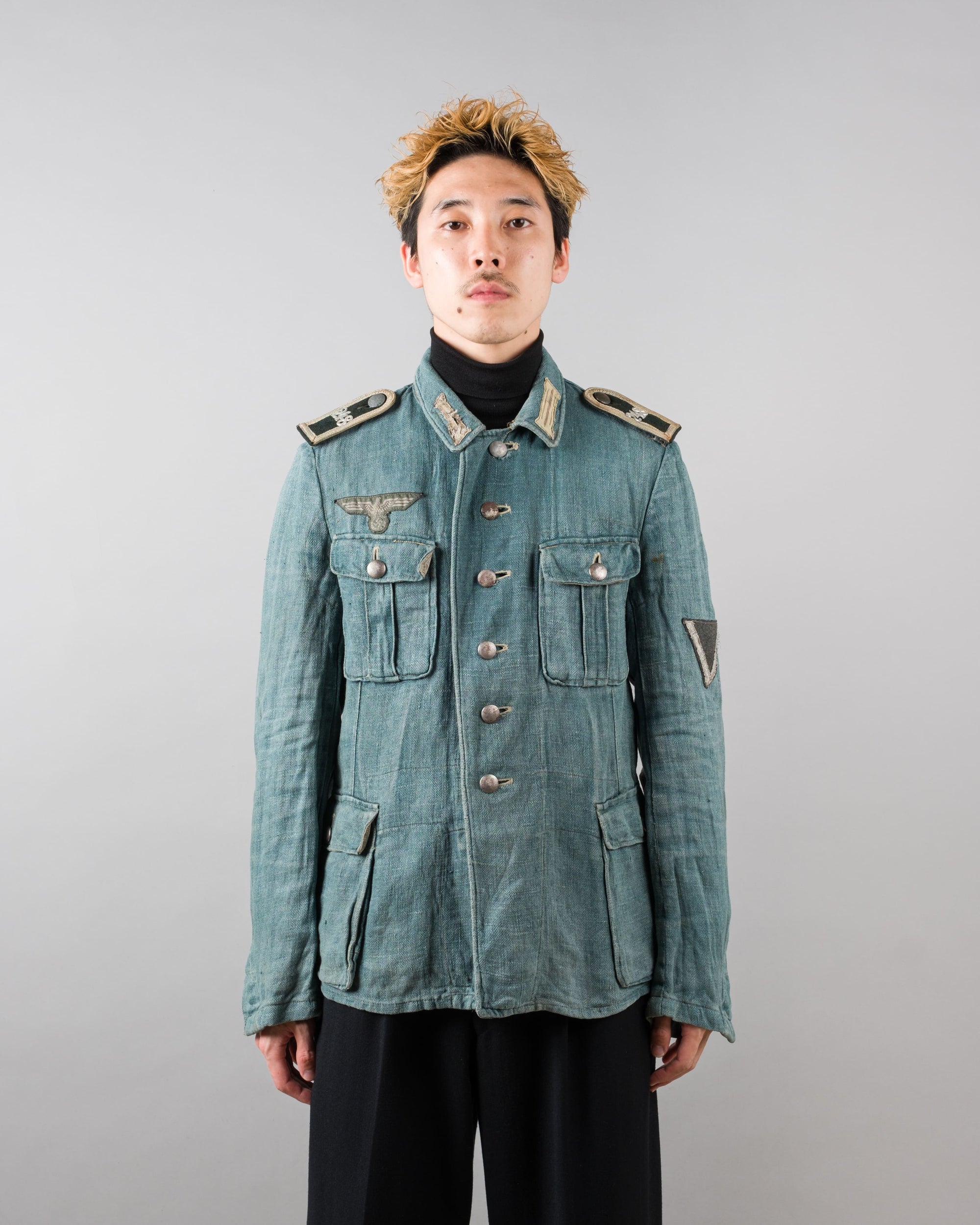 ［~40's］WWII German Army Turquoise Green Drillich HBT Linen Summer Field Jacket "Wehrmacht"