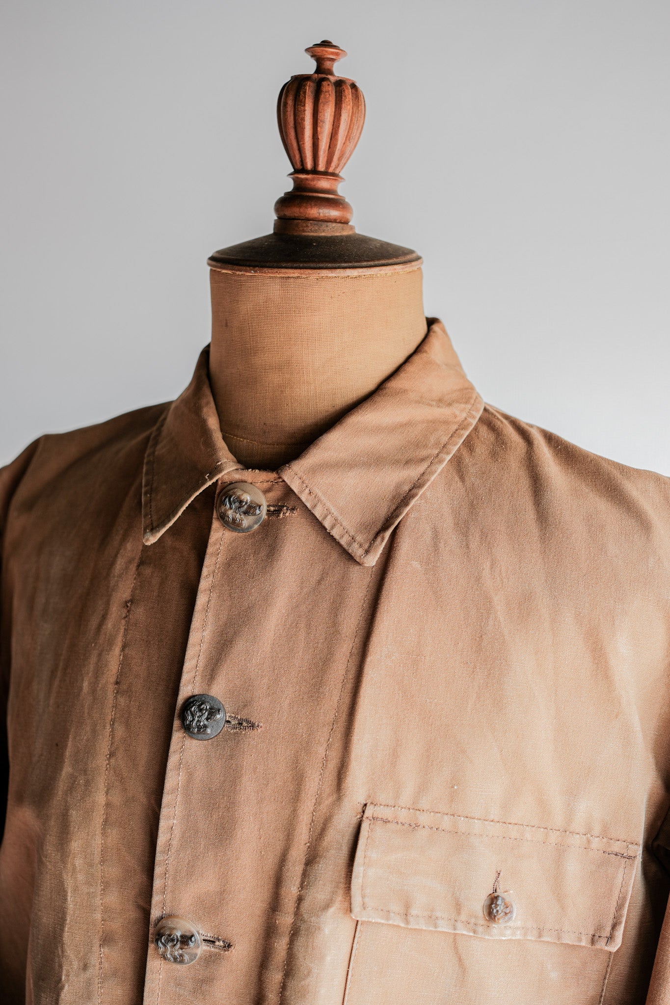 【~50's】French Vintage Cotton Canvas Hunting Jacket Size.46 "Le Mont St. Michel"