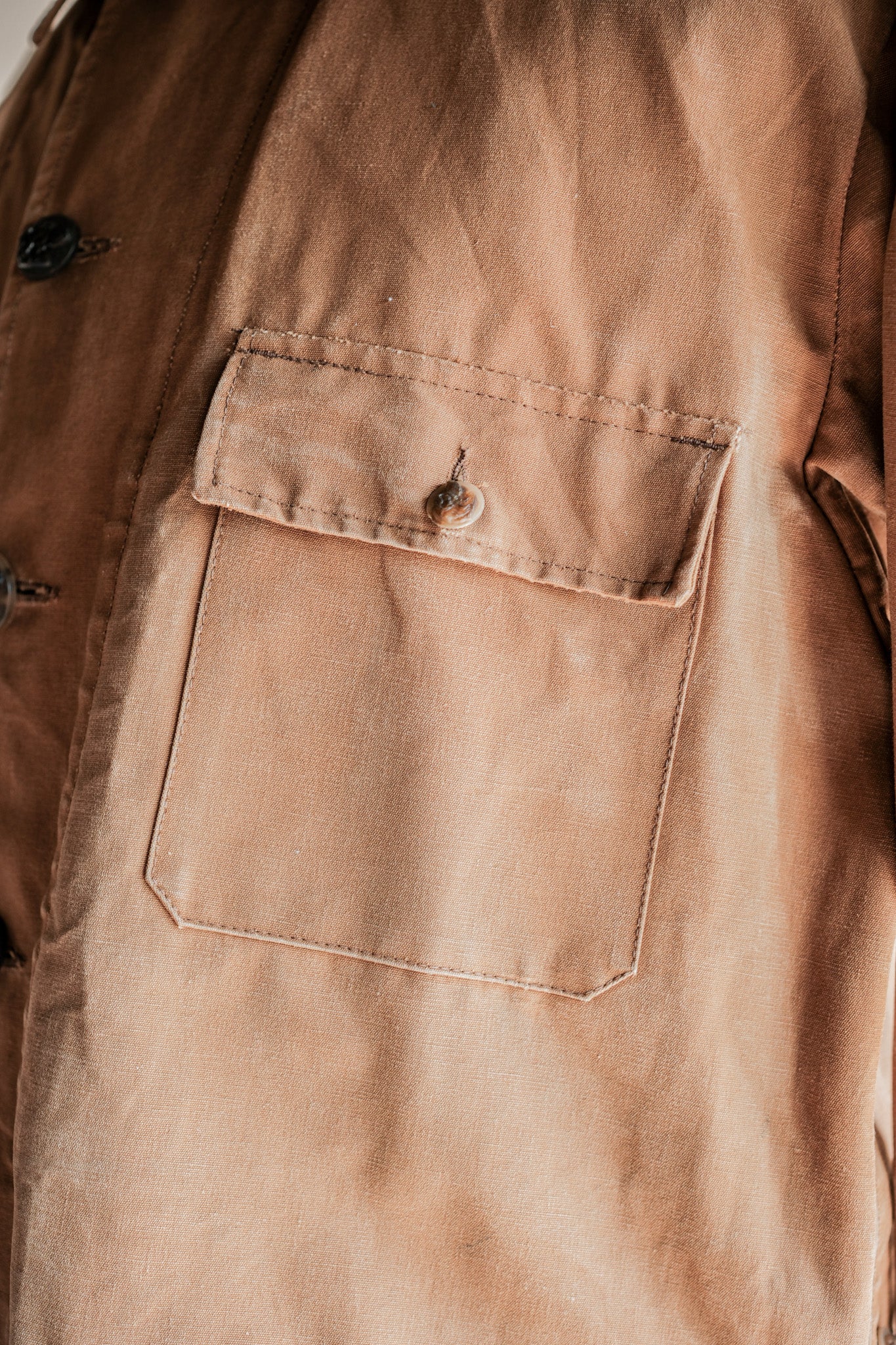 【~50's】French Vintage Cotton Canvas Hunting Jacket Size.46 "Le Mont St. Michel"