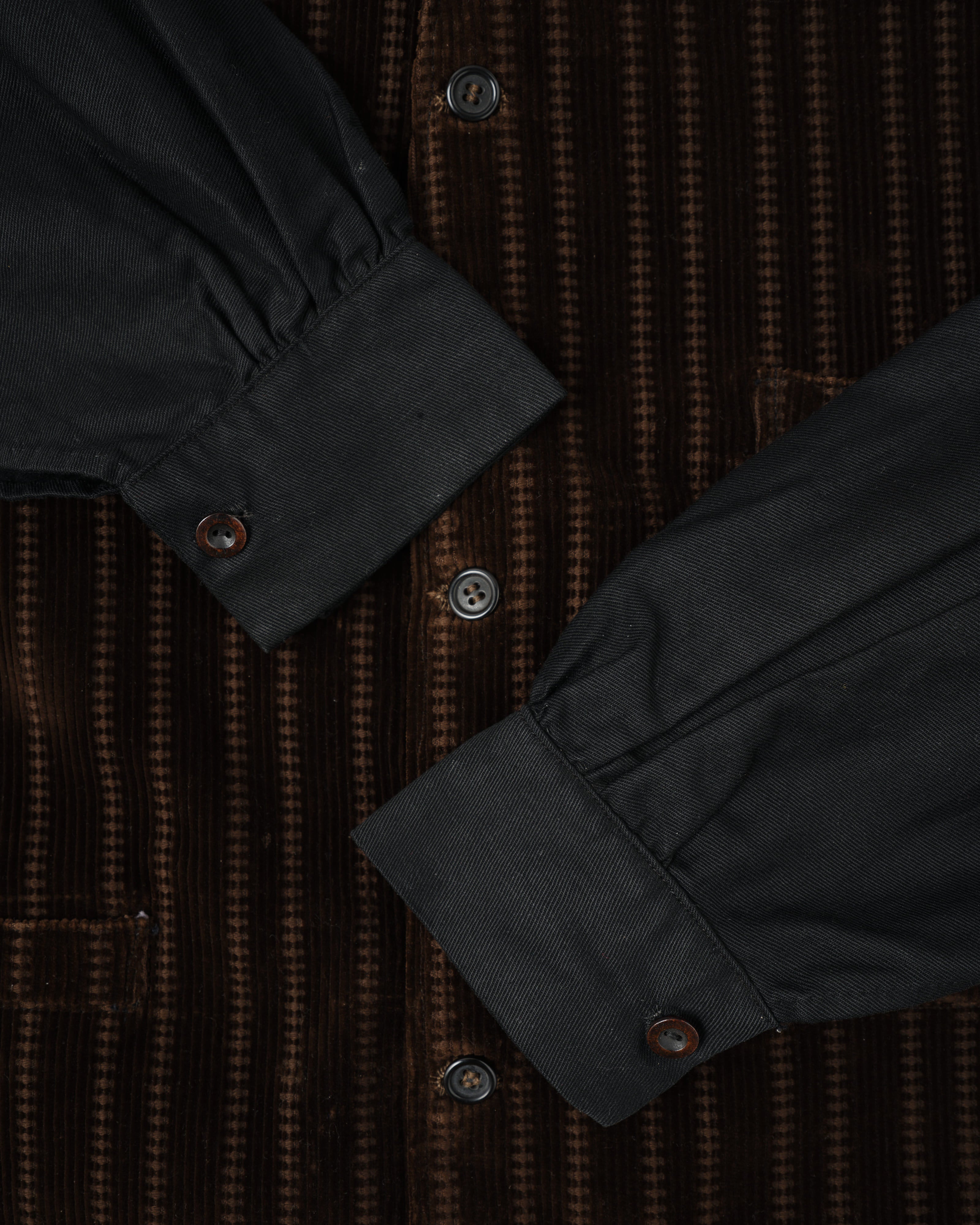 40's］French Vintage Brown Patterned Corduroy Gilet Jacket