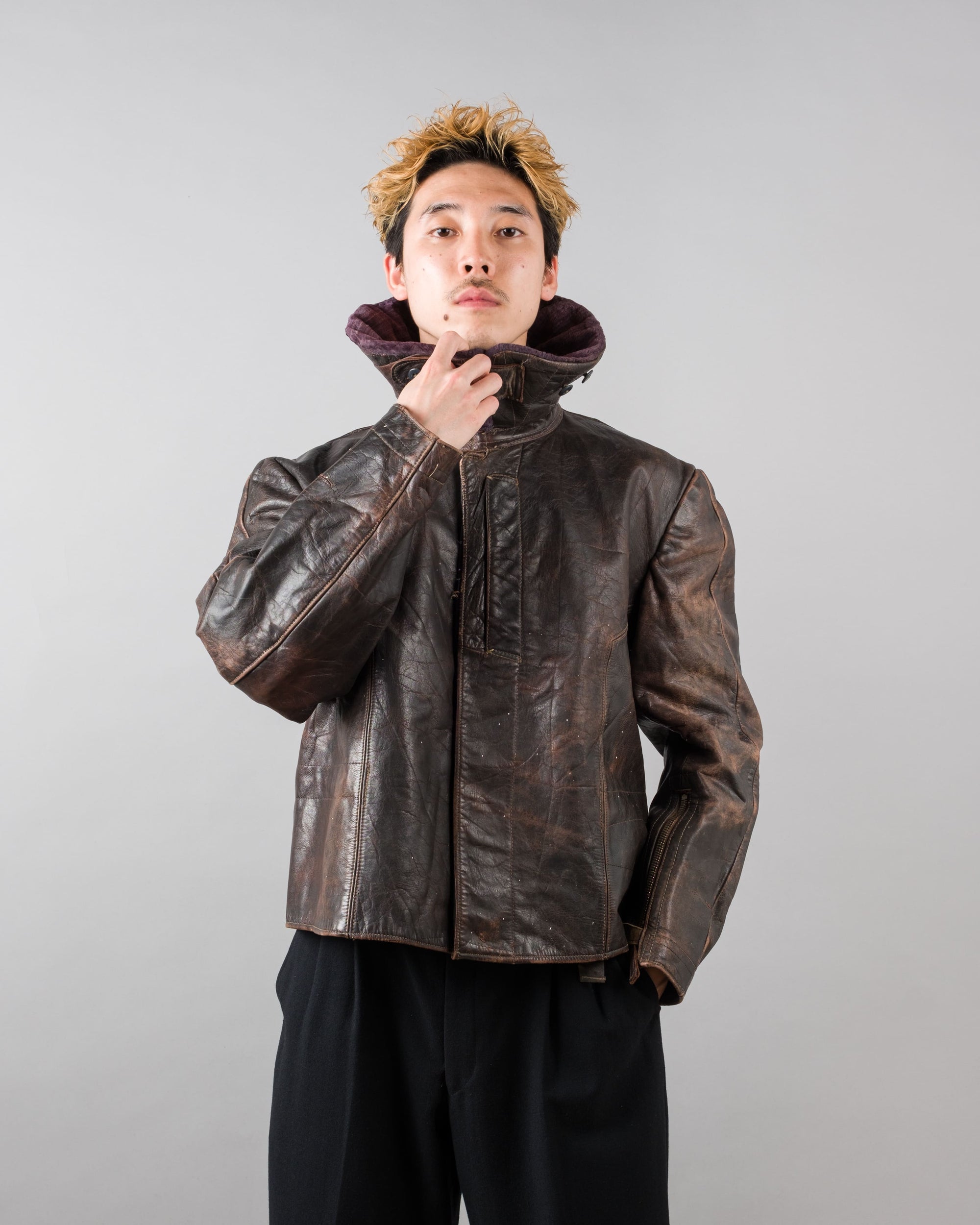 【~40's】WWII German Air Force Elite Jet Fighter Winter Leather Flight Jacket "Luftwaffe"