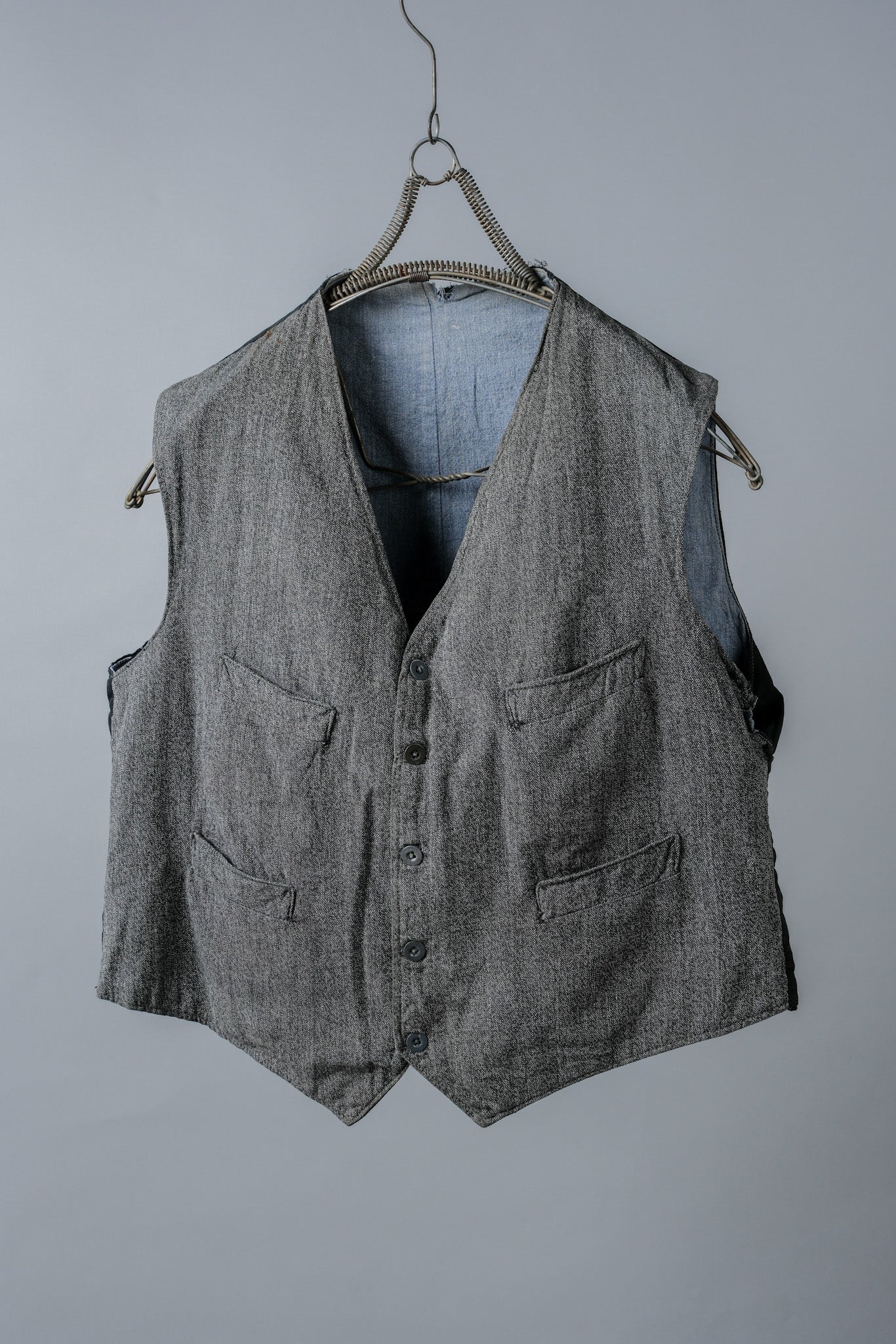 [~ 50's] French Vintage Salt & Pepper Cotton Work Gilet