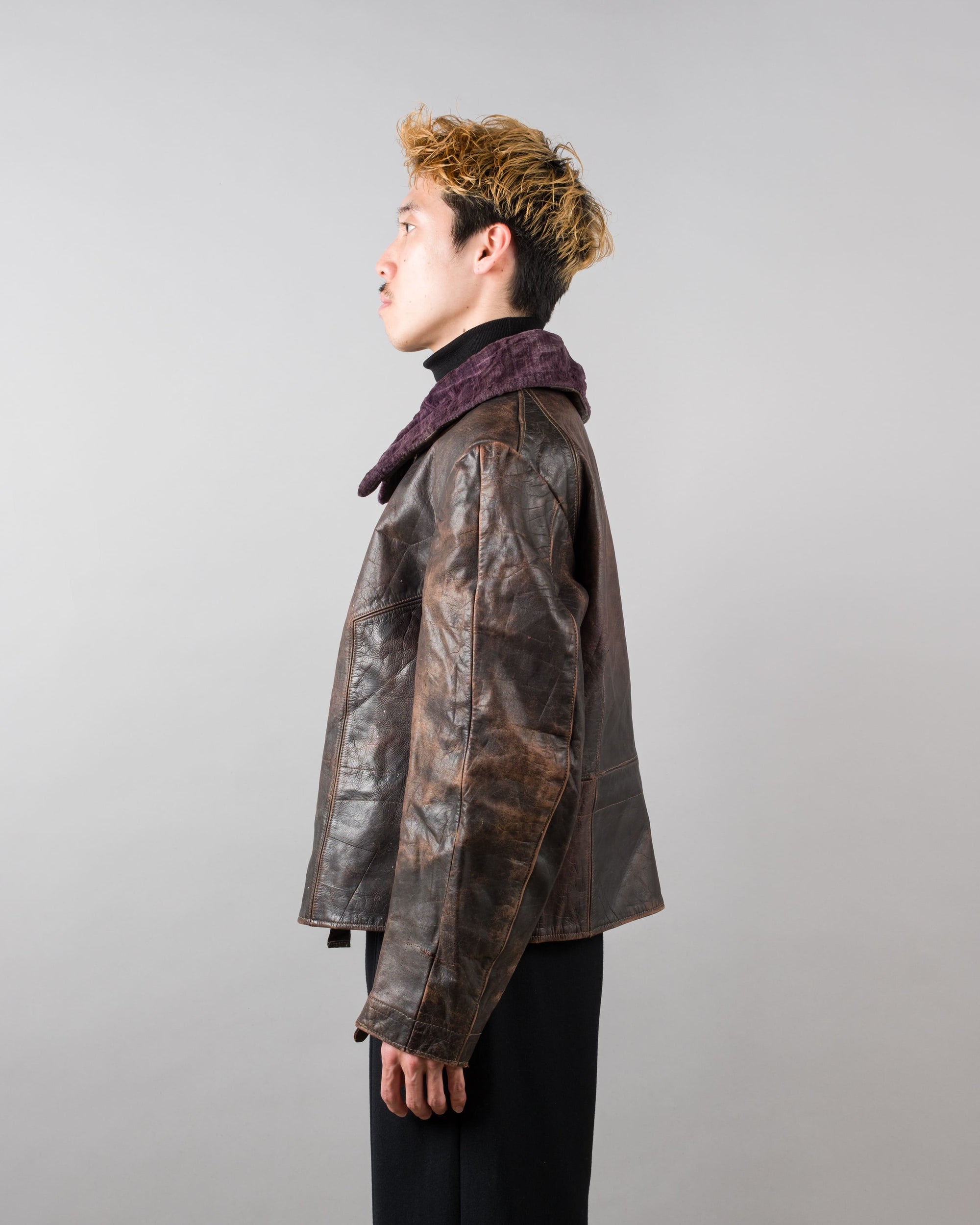 【~40's】WWII German Air Force Elite Jet Fighter Winter Leather Flight Jacket "Luftwaffe"