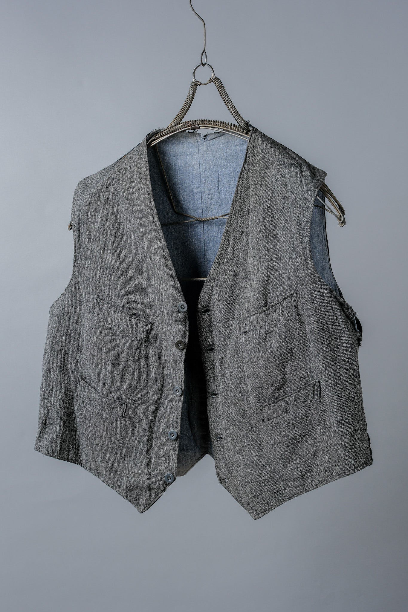 [~ 50's] French Vintage Salt & Pepper Cotton Work Gilet