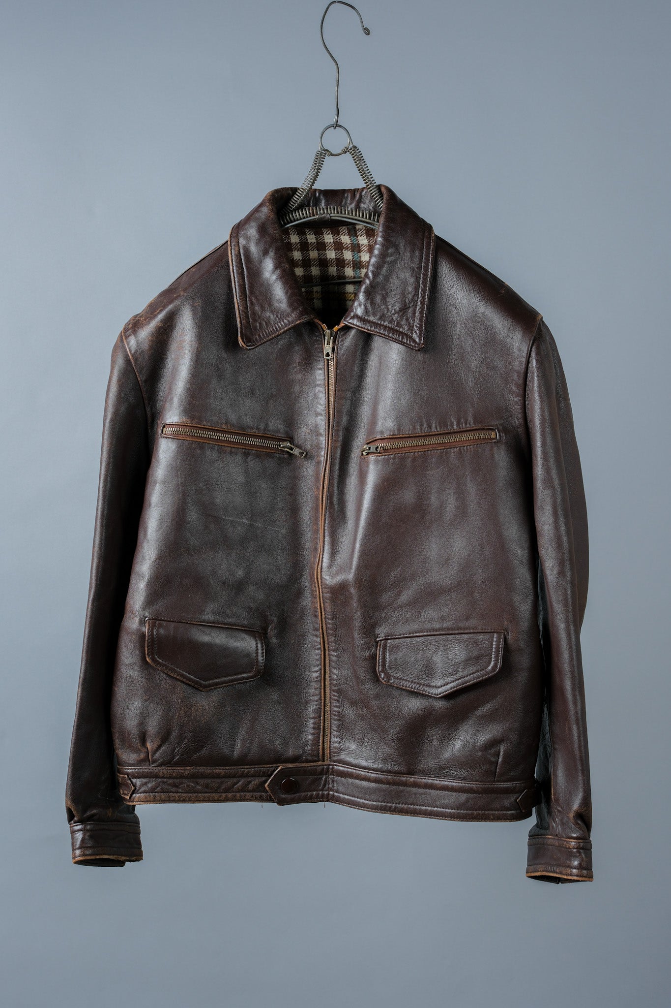 【~50's】French Vintage Hartmann Type Motorcycle Leather Jacket