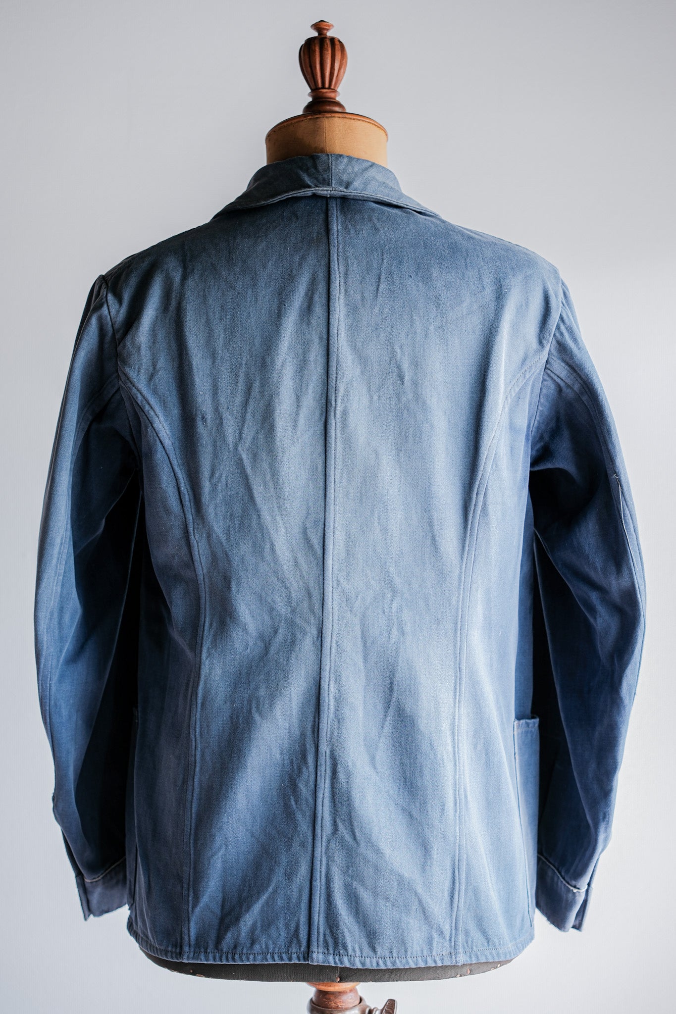 【~20's】French Vintage Blue Moleskin Double Breasted Work Jacket "Adolphe Lafont"