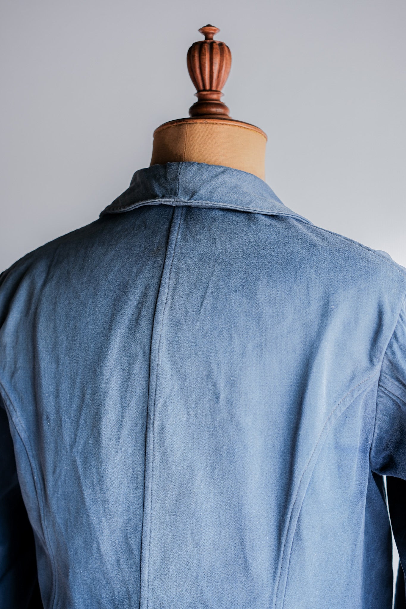 【~20's】French Vintage Blue Moleskin Double Breasted Work Jacket "Adolphe Lafont"