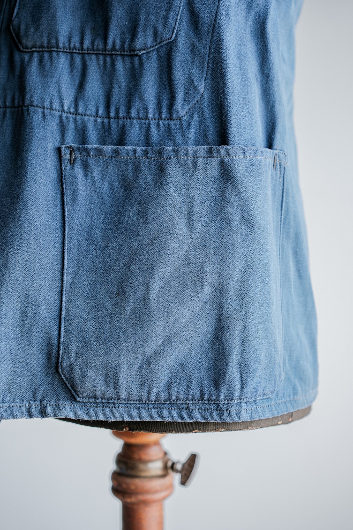 ［~20's］French Vintage Blue Moleskin Double Breasted Work Jacket "Adolphe Lafont"