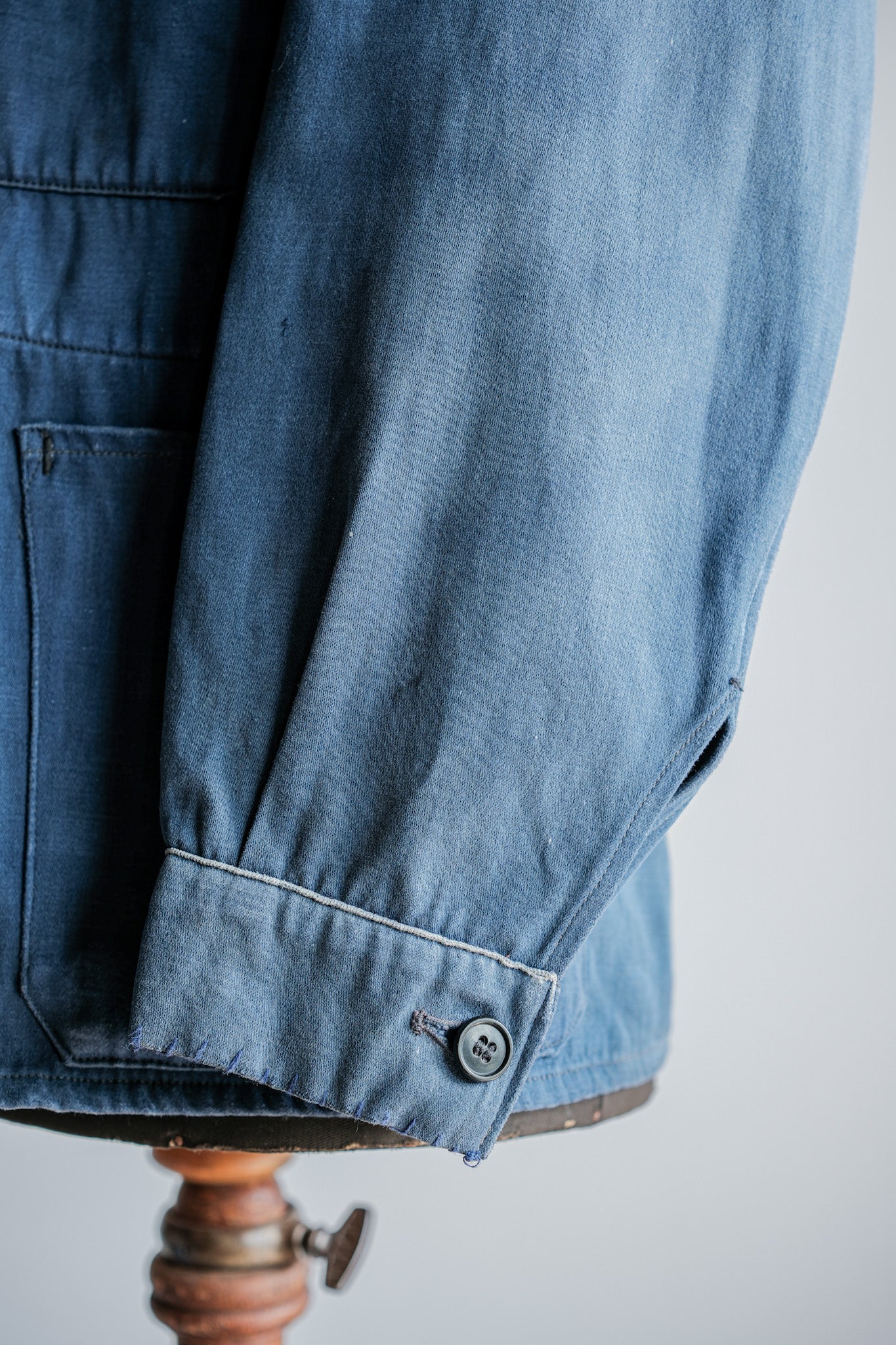 【~20's】French Vintage Blue Moleskin Double Breasted Work Jacket "Adolphe Lafont"