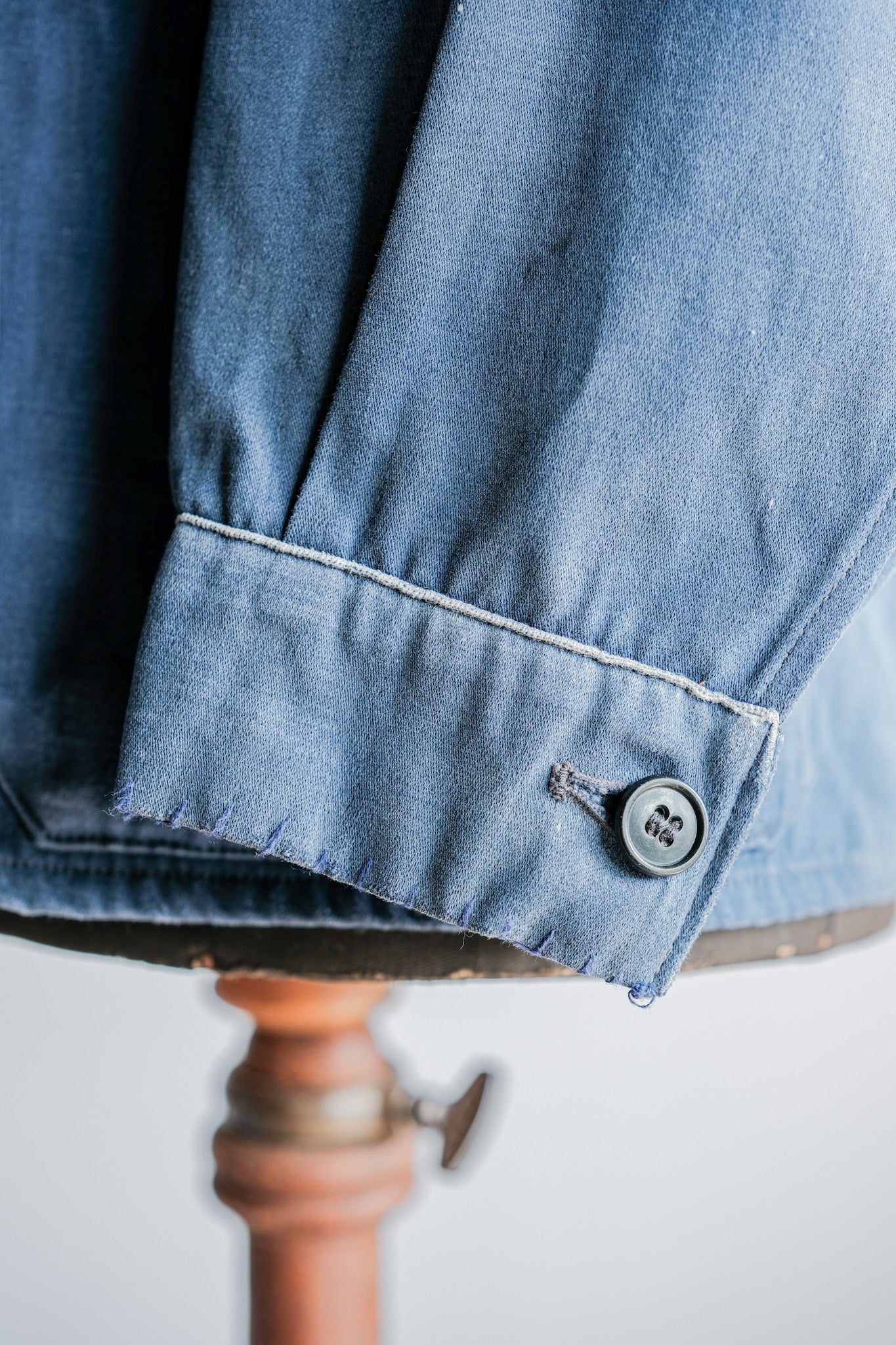 【~20's】French Vintage Blue Moleskin Double Breasted Work Jacket "Adolphe Lafont"