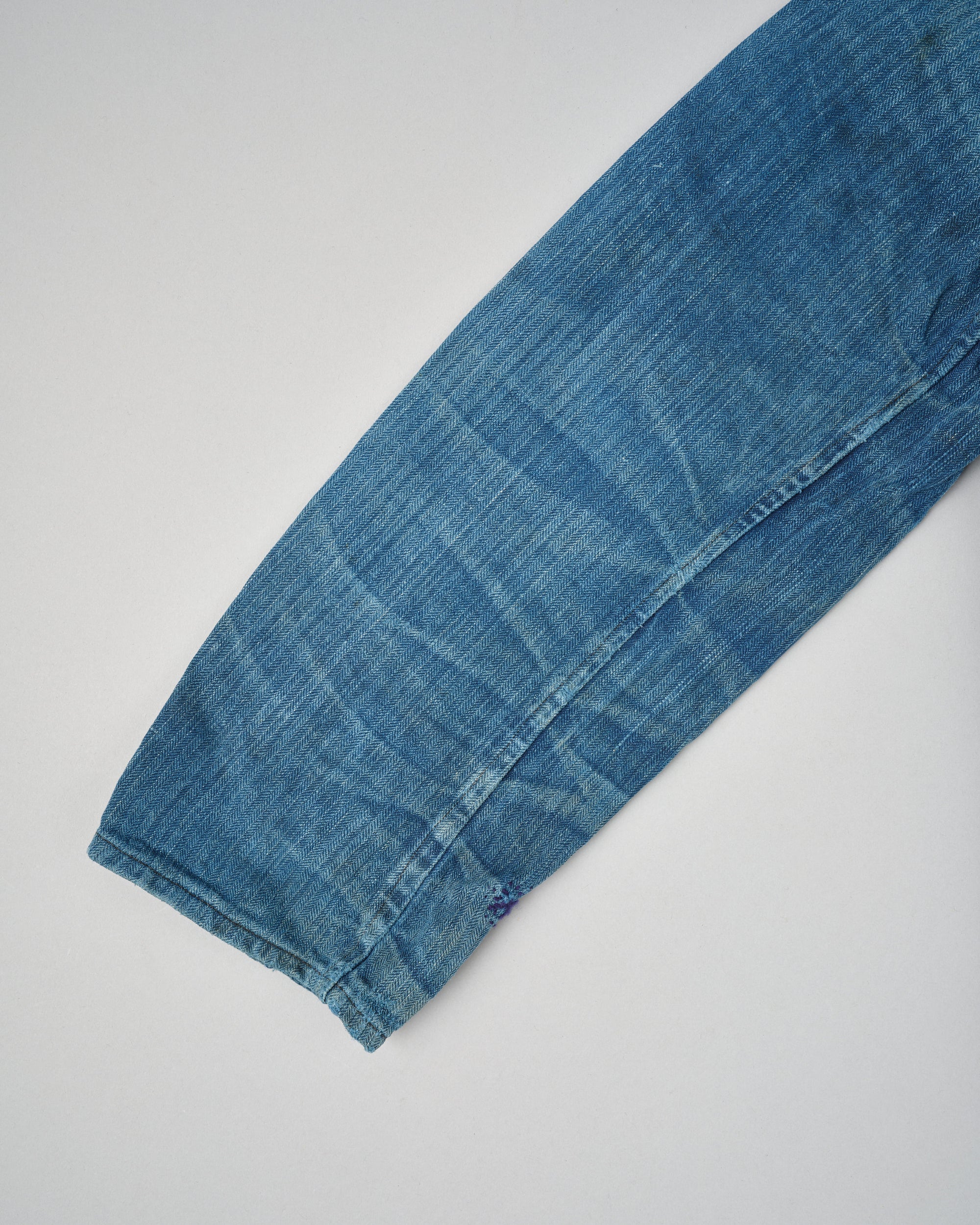 ［~30's］French Army Indigo HBT Linen Double Breasted Mechanic Jacket "Modified"