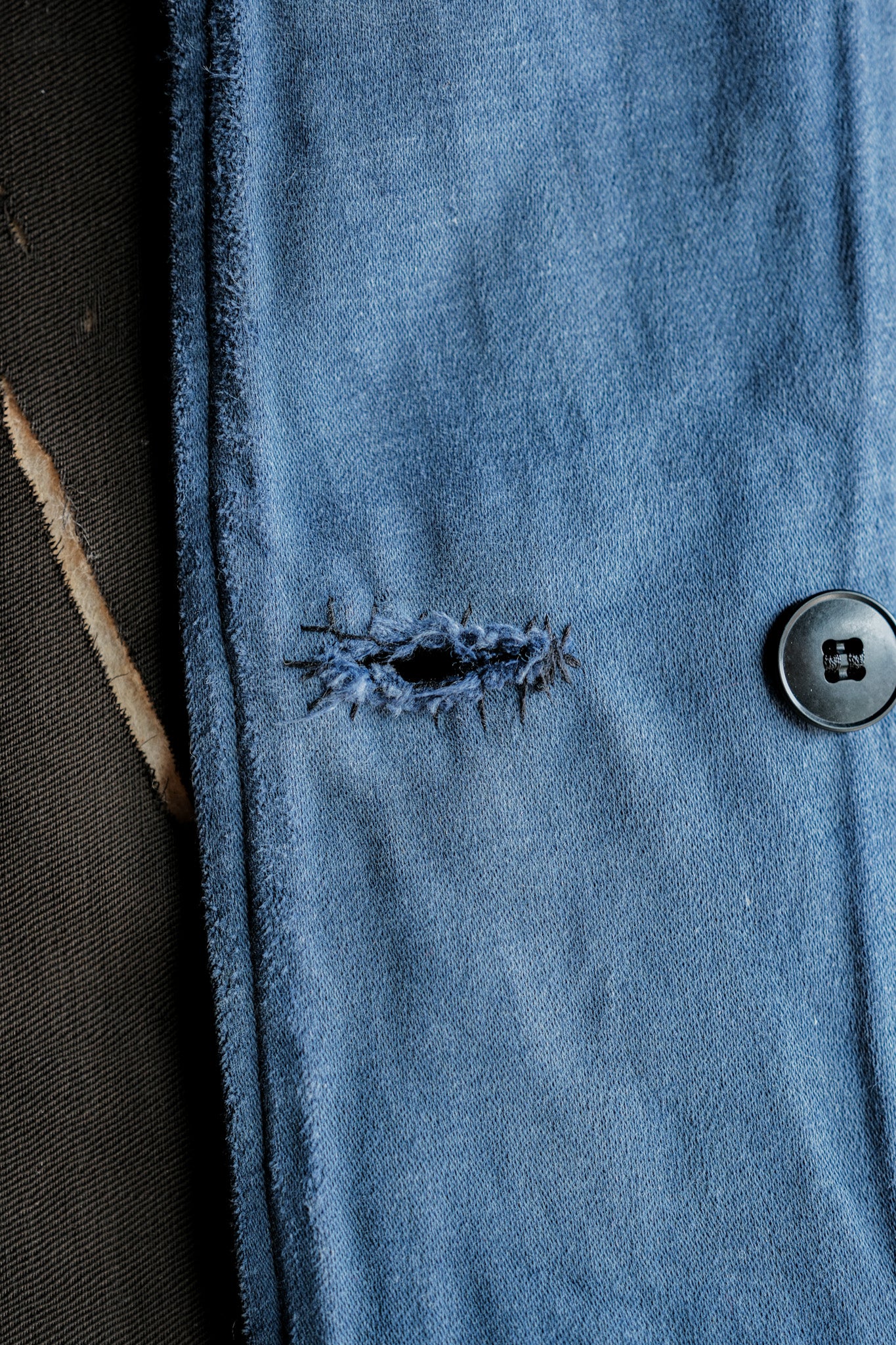 【~20's】French Vintage Blue Moleskin Double Breasted Work Jacket "Adolphe Lafont"