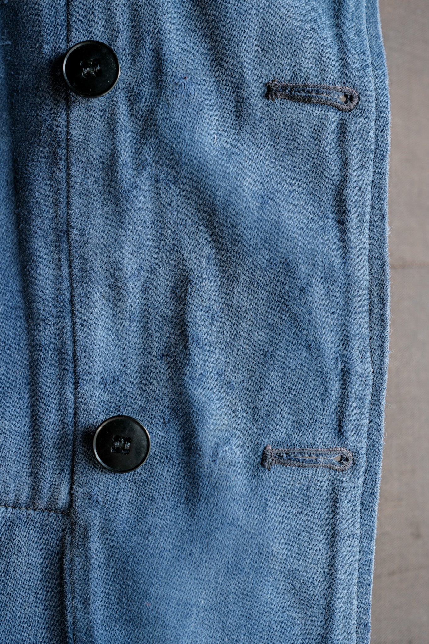 ［~20's］French Vintage Blue Moleskin Double Breasted Work Jacket "Adolphe Lafont"