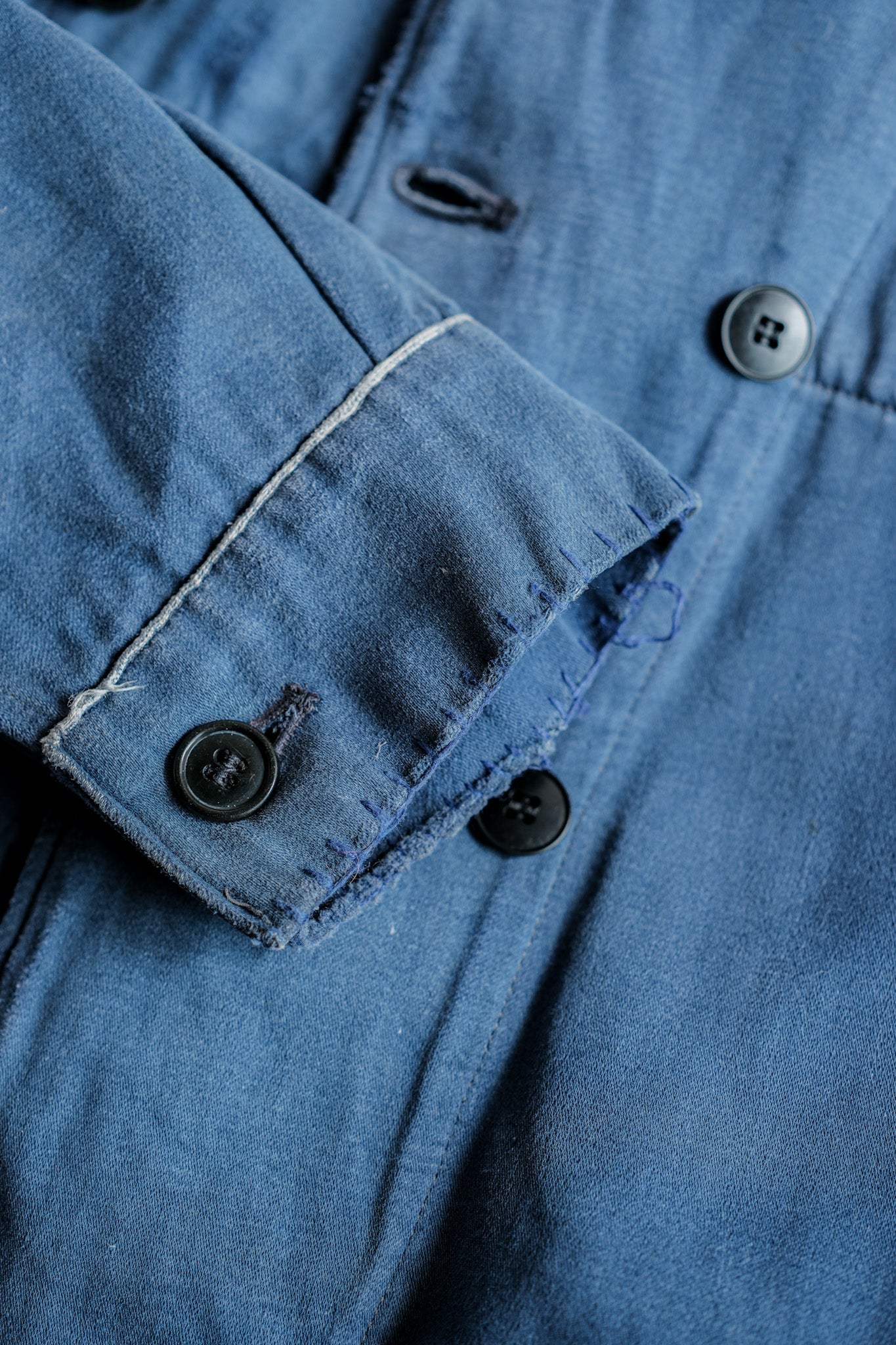 【~20's】French Vintage Blue Moleskin Double Breasted Work Jacket "Adolphe Lafont"