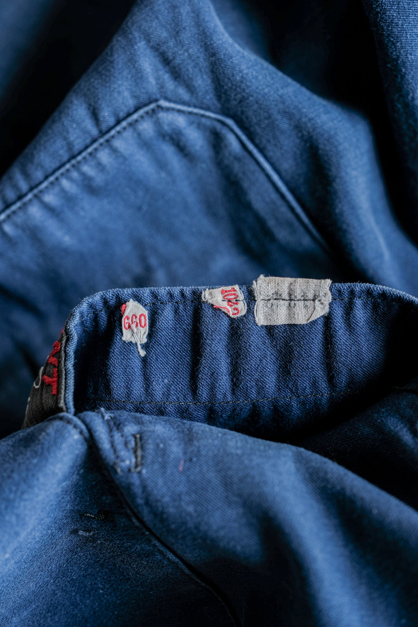 [~ 20's] French Vintage Blue Moleskin Double Breasted Work Jacket "Adolphe Lafont"