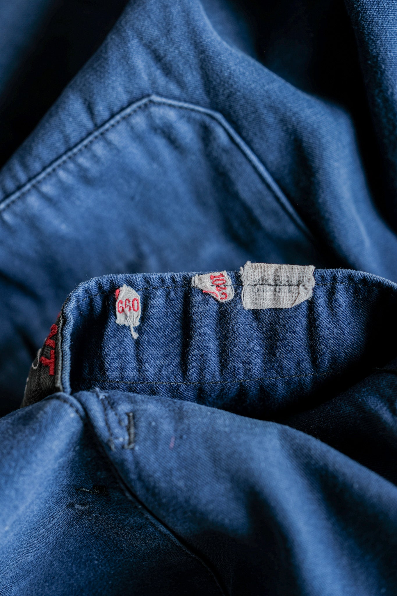 ［~20's］French Vintage Blue Moleskin Double Breasted Work Jacket "Adolphe Lafont"