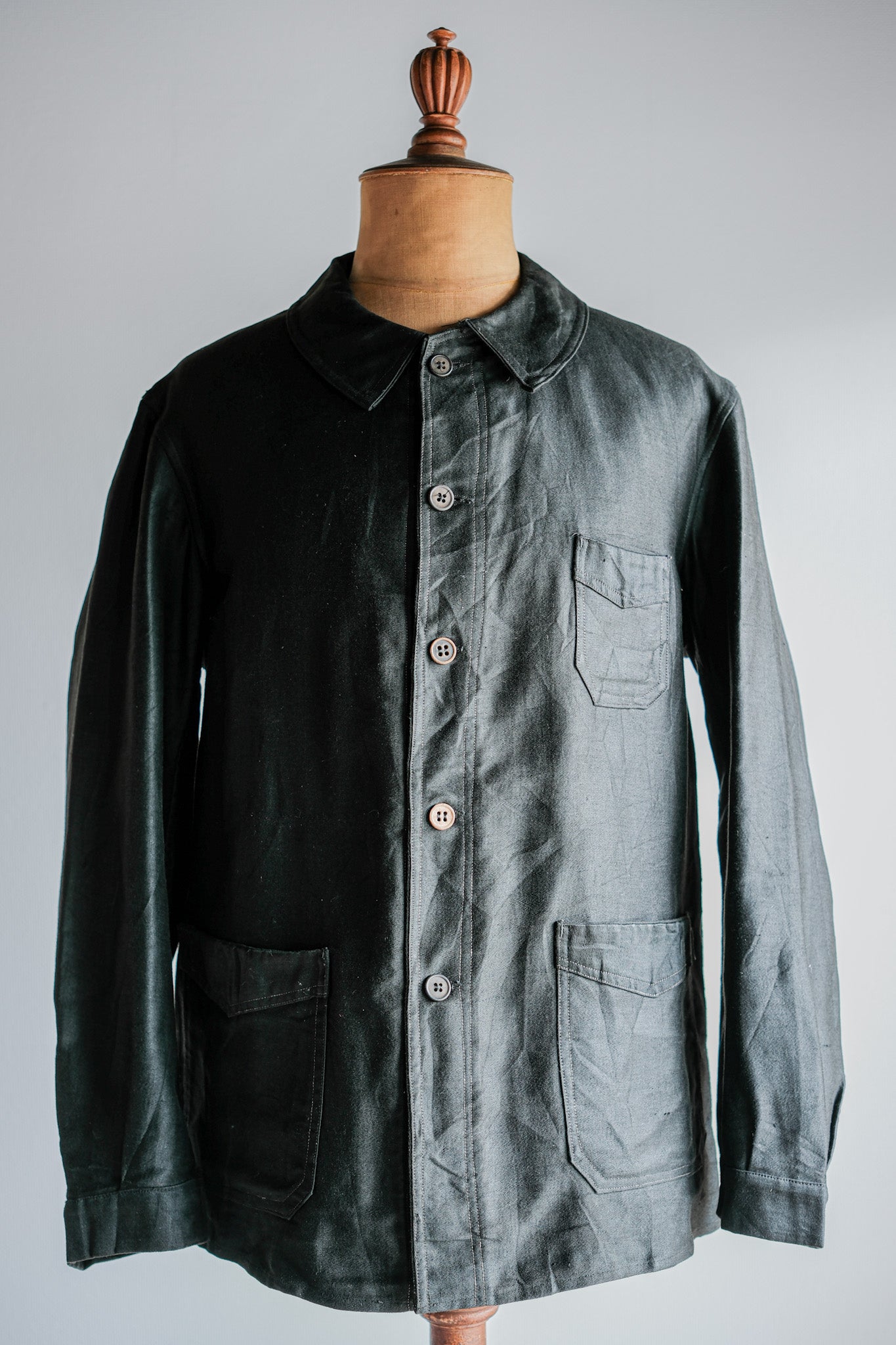 【~40's】French Vintage Black Light Moleskin Work Jacket