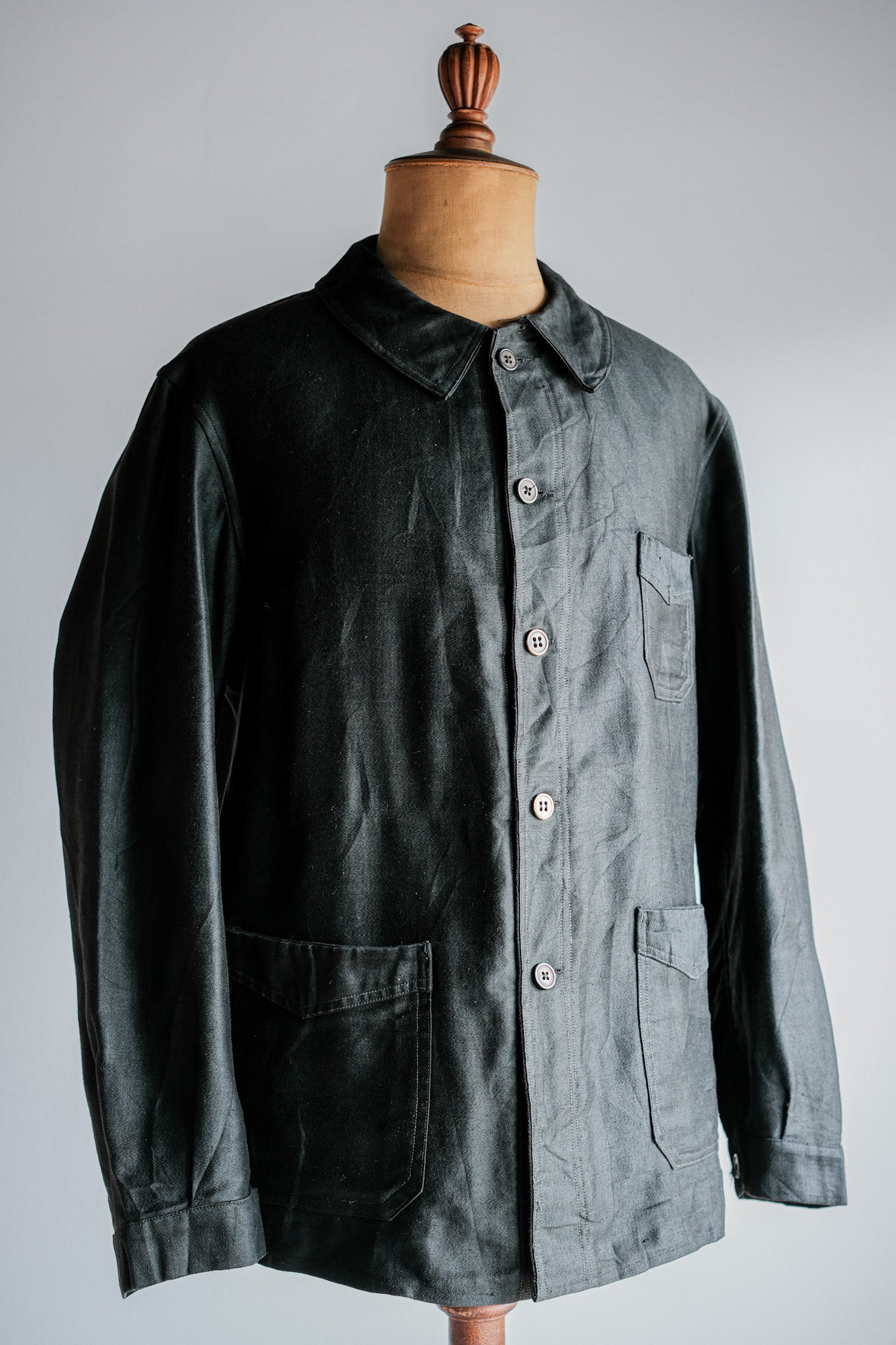 【~40's】French Vintage Black Light Moleskin Work Jacket