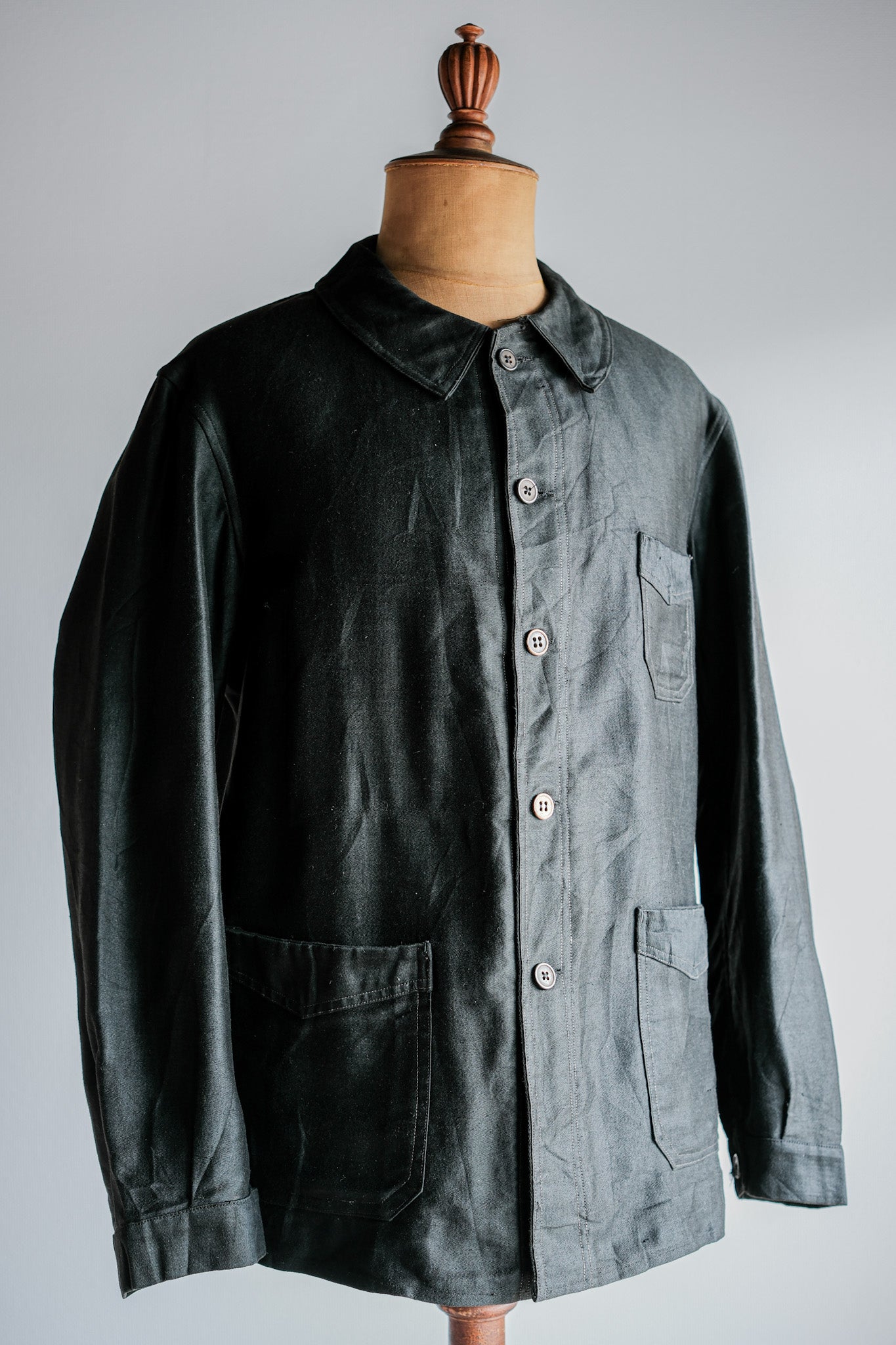 ［~40's］French Vintage Black Light Moleskin Work Jacket