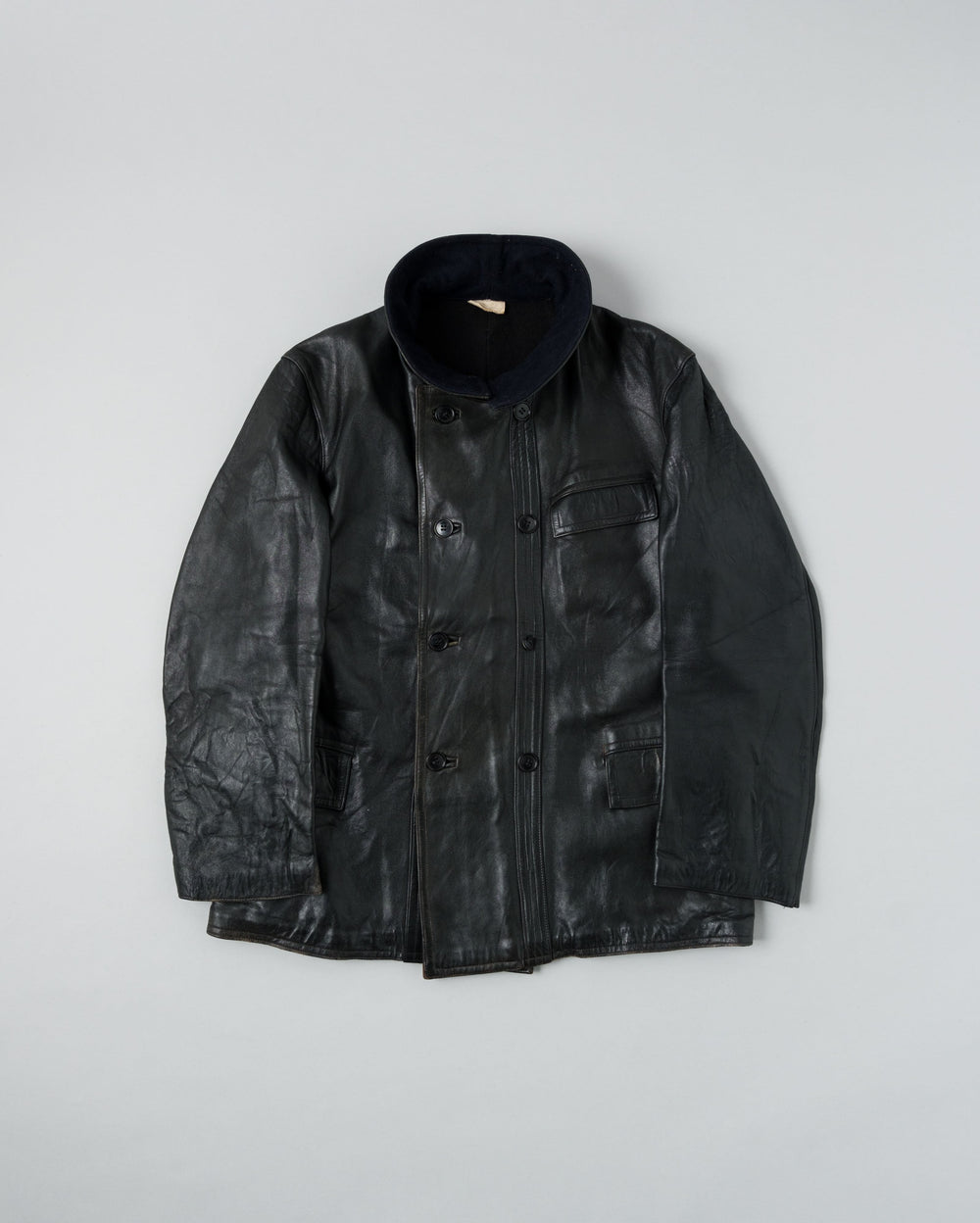【~70's】French Vintage Le Corbusier Leather Work Jacket "Wool Collar"