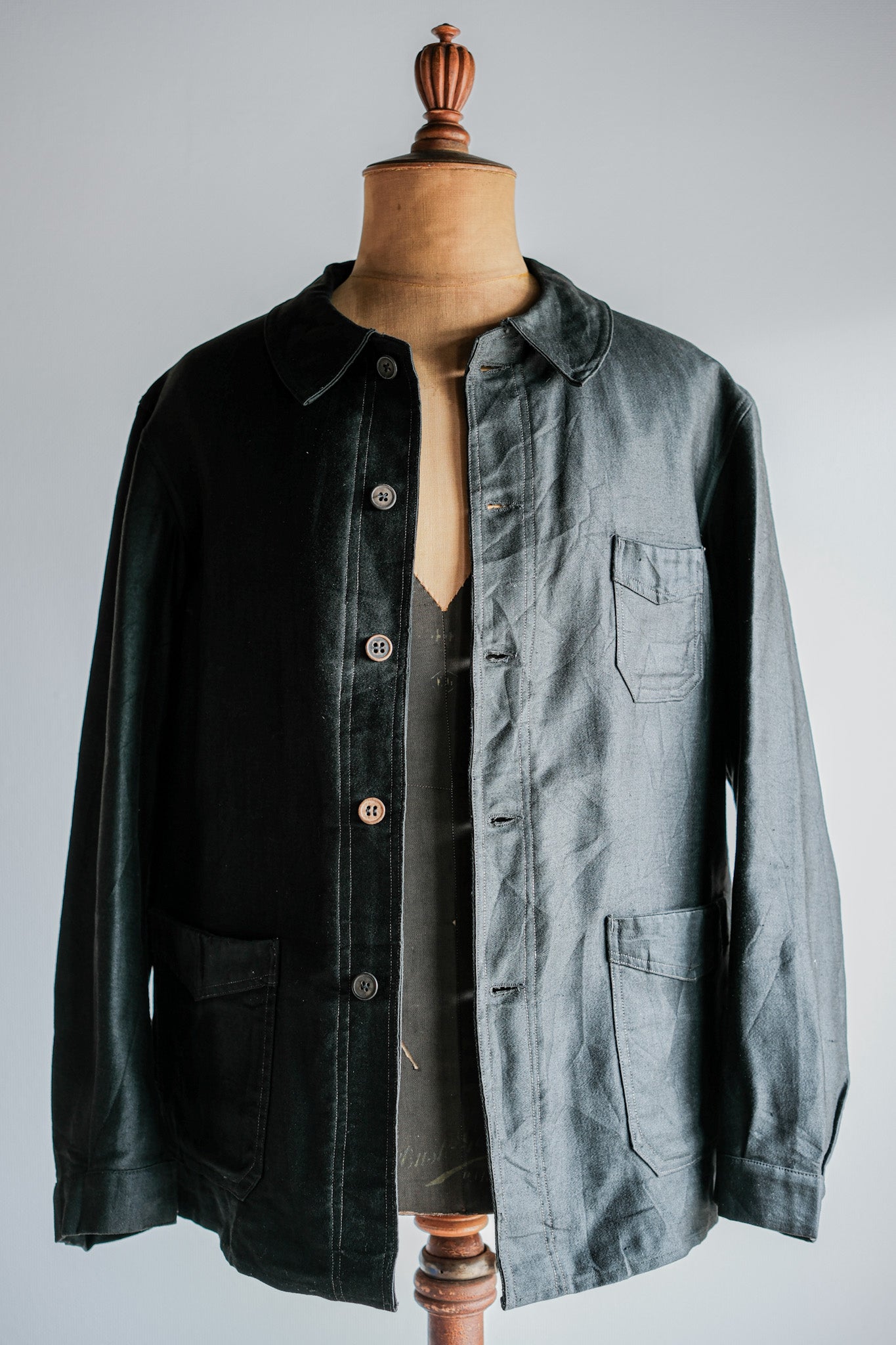 [~ 40's] French Vintage Black Light Moleskin Work Jacket