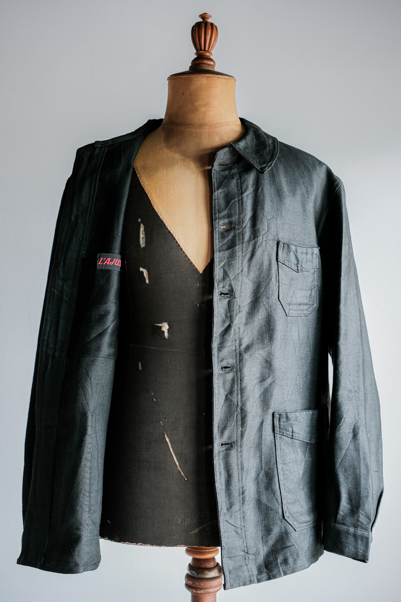 ［~40's］French Vintage Black Light Moleskin Work Jacket
