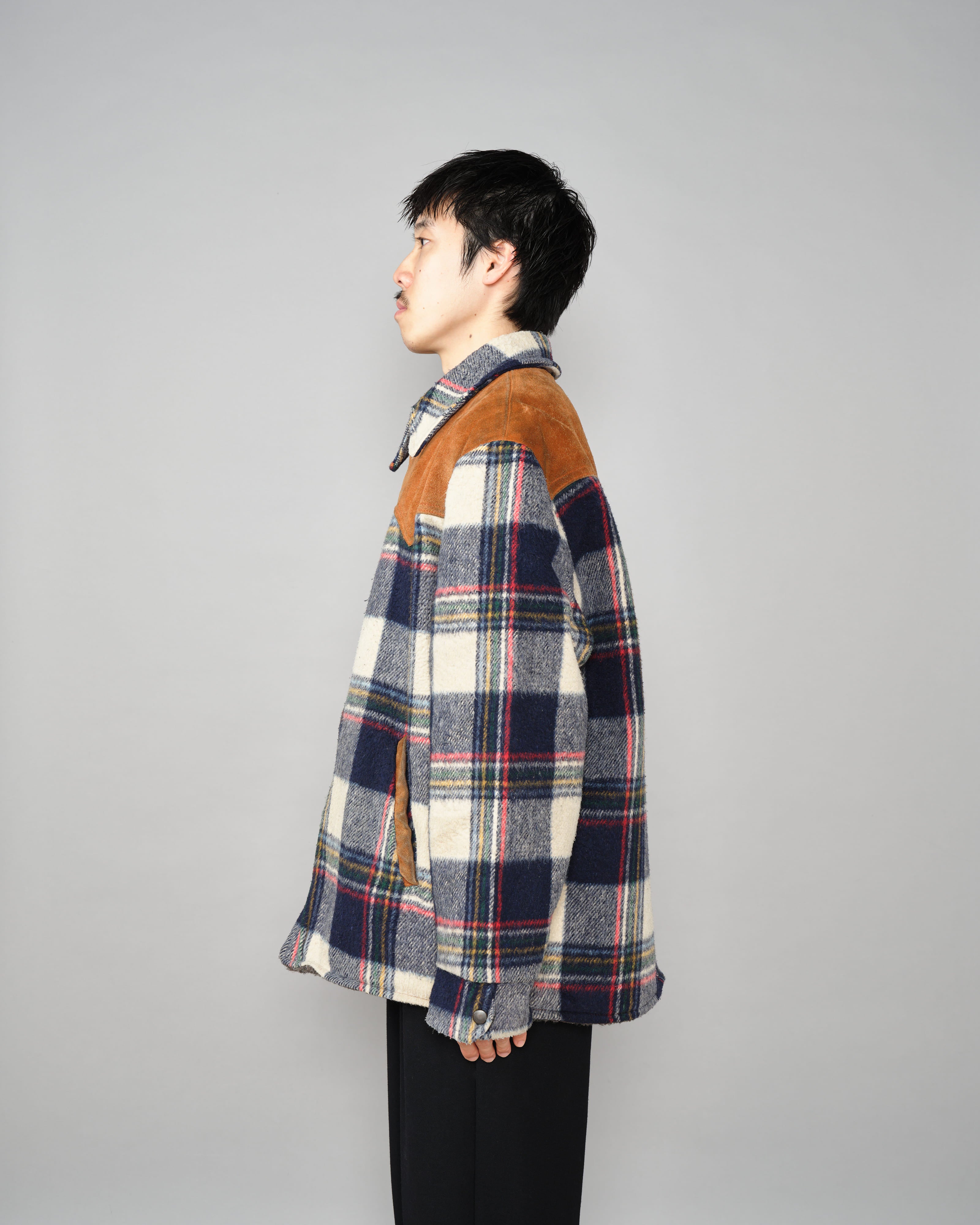 [~60's] เสื้อแจ็คเก็ตผ้าวูลผสมลายสก็อตสไตล์วินเทจของแคนาดา