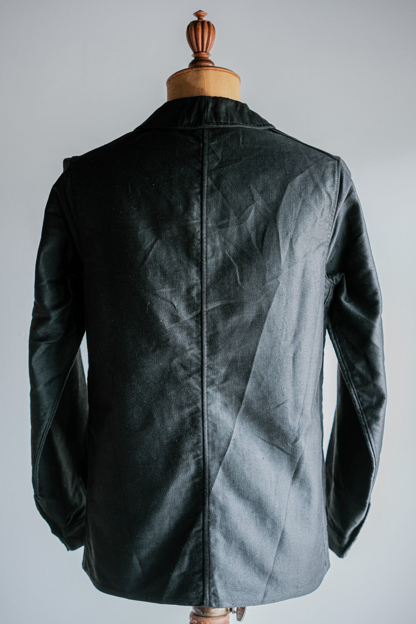 [~ 30's] French Vintage Black Moleskin Work Jacket "Le Mont St. Michel"