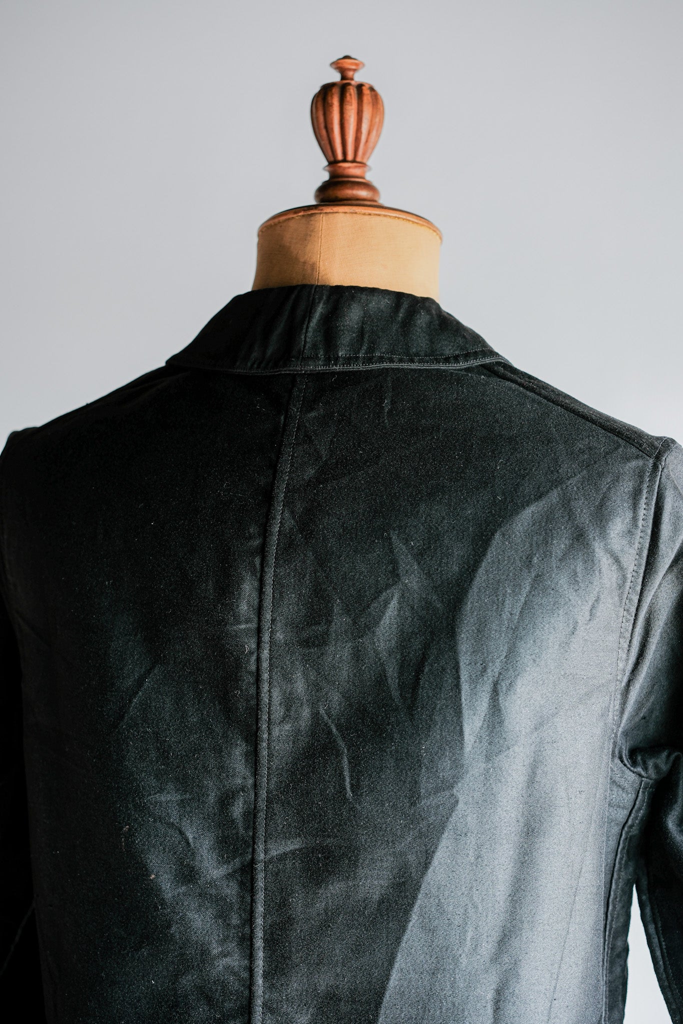 [~ 30's] French Vintage Black Moleskin Work Jacket "Le Mont St. Michel"