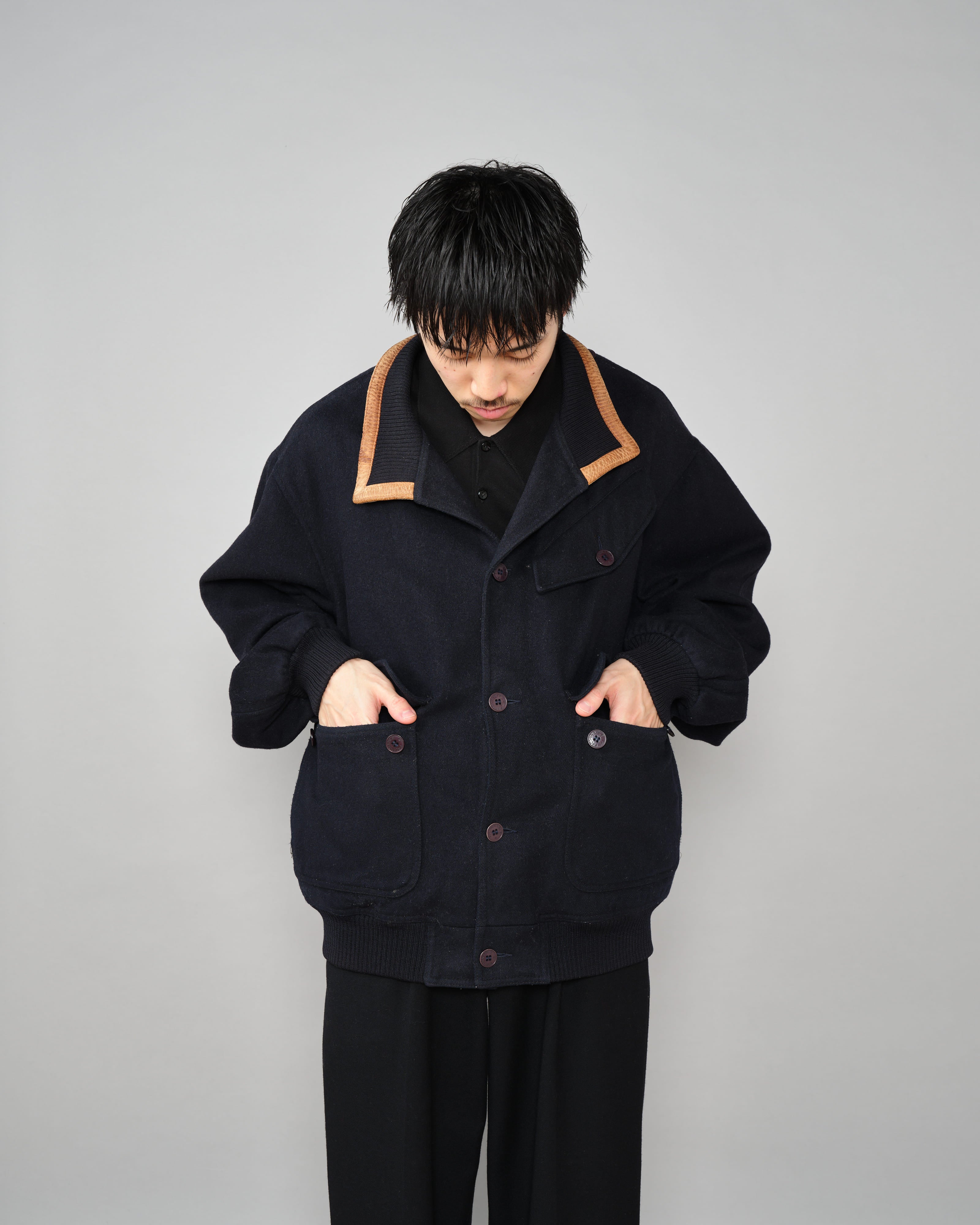 80s faconnable ウール　ブルゾン　ジャケット　フランス 80年代〜 フランス製 FACONNABLE ウールブルゾン ユーロ チンスト付き