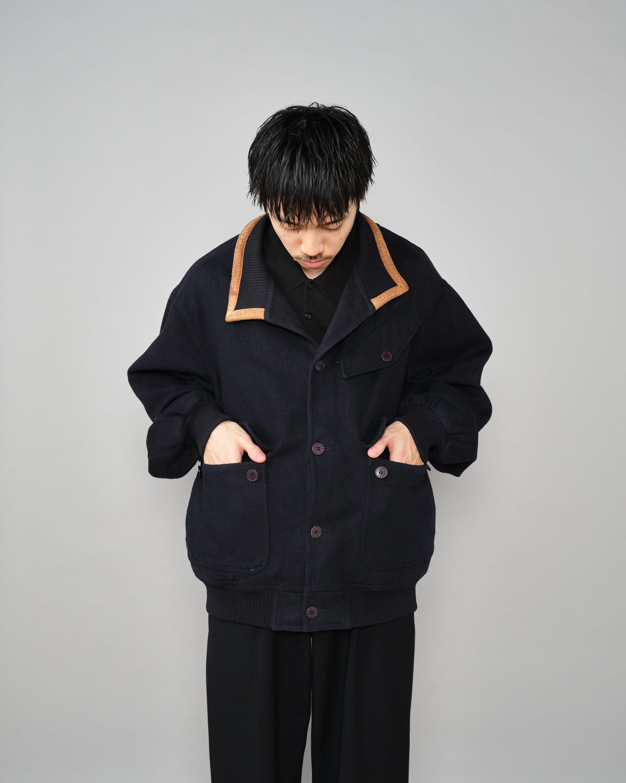 【~80's】Vintage Façonnable Wool Nylon Blouson Size.5