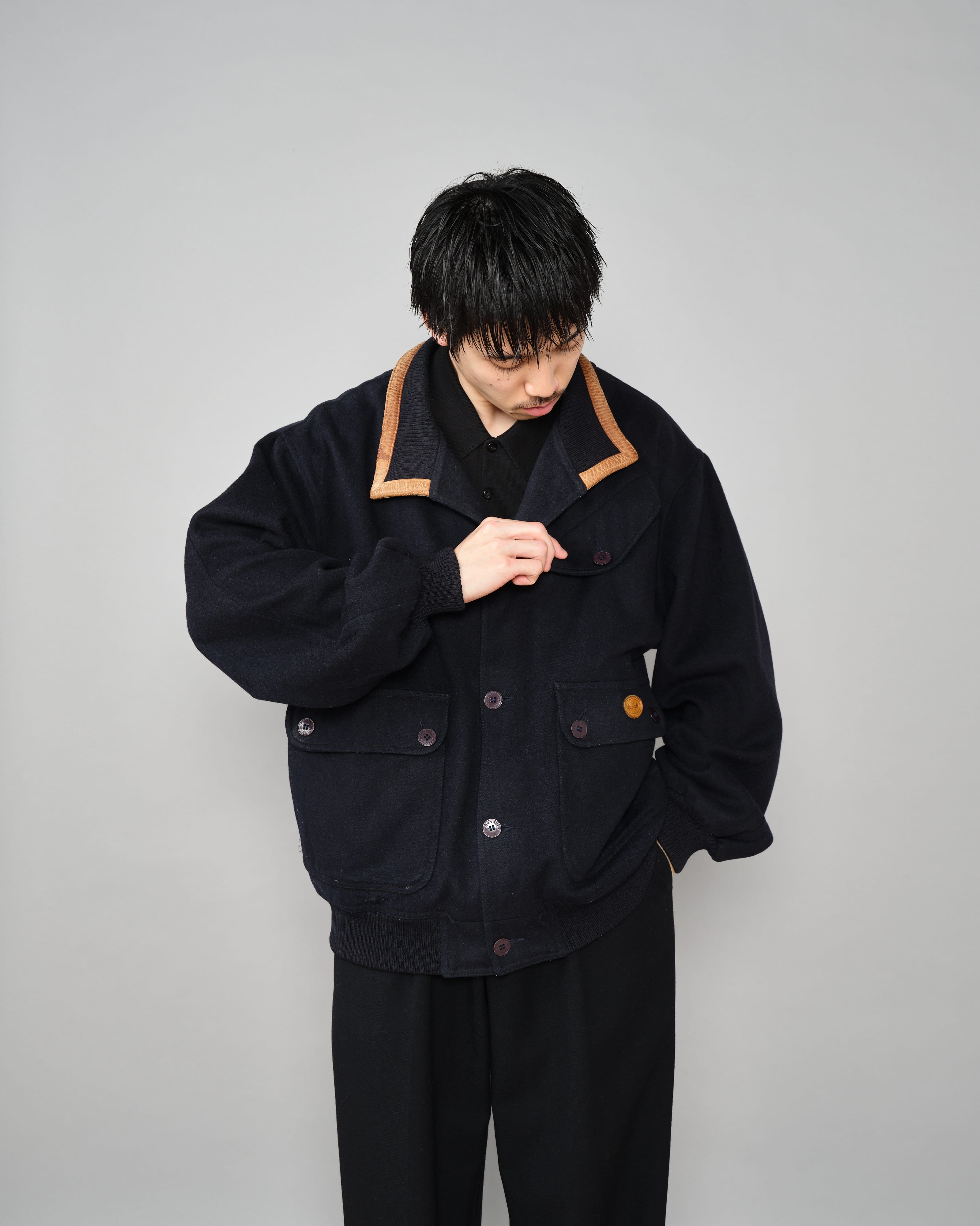 【~80's】Vintage Façonnable Wool Nylon Blouson Size.5