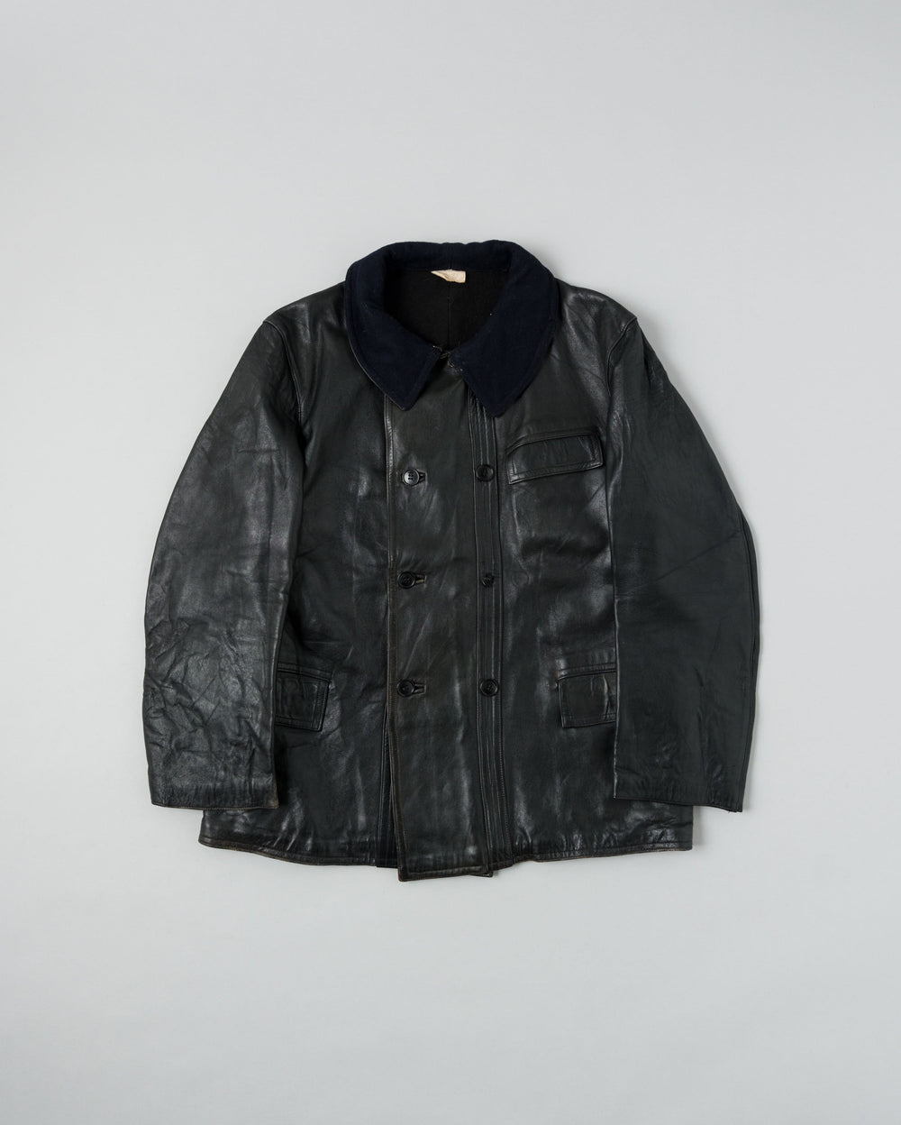 【~70's】French Vintage Le Corbusier Leather Work Jacket "Wool Collar"
